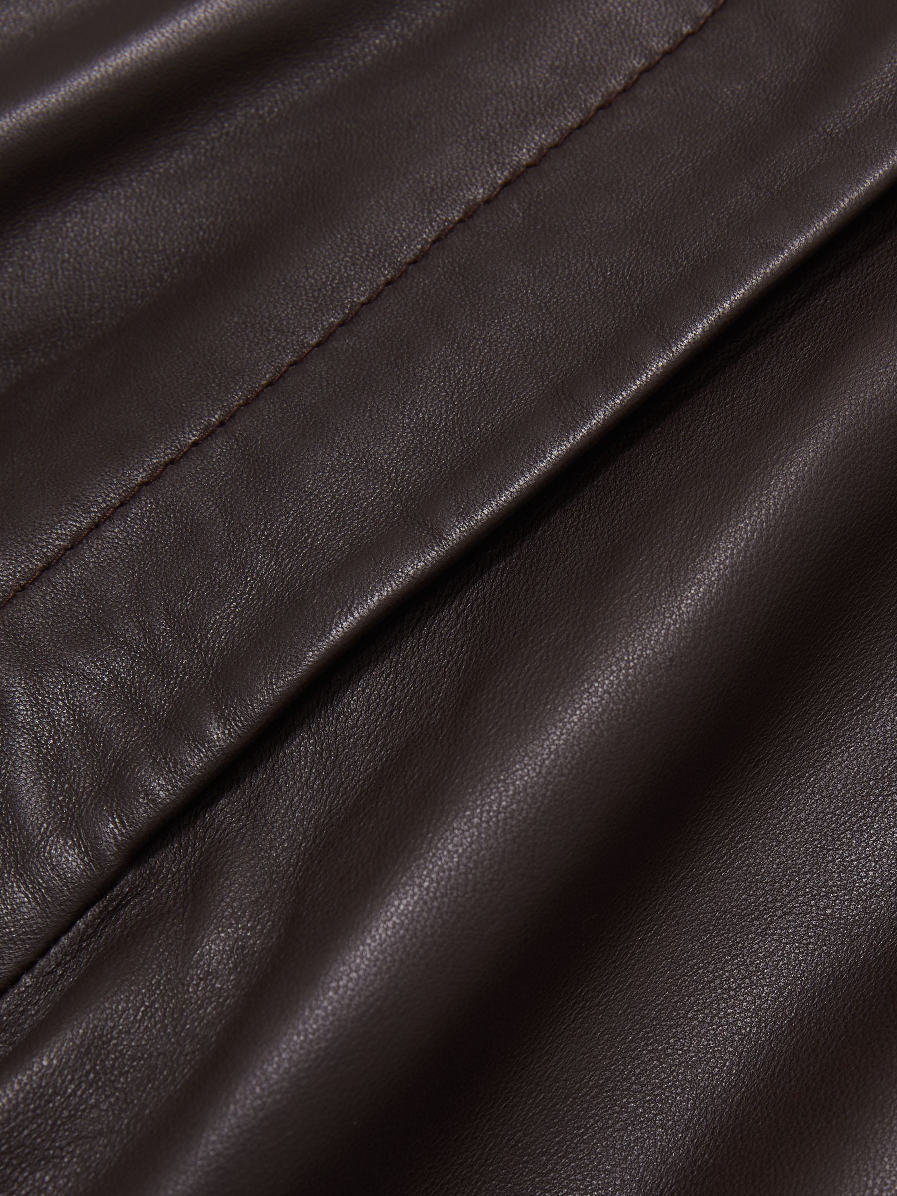 Petite Leather Wide Leg Trousers in Chocolate