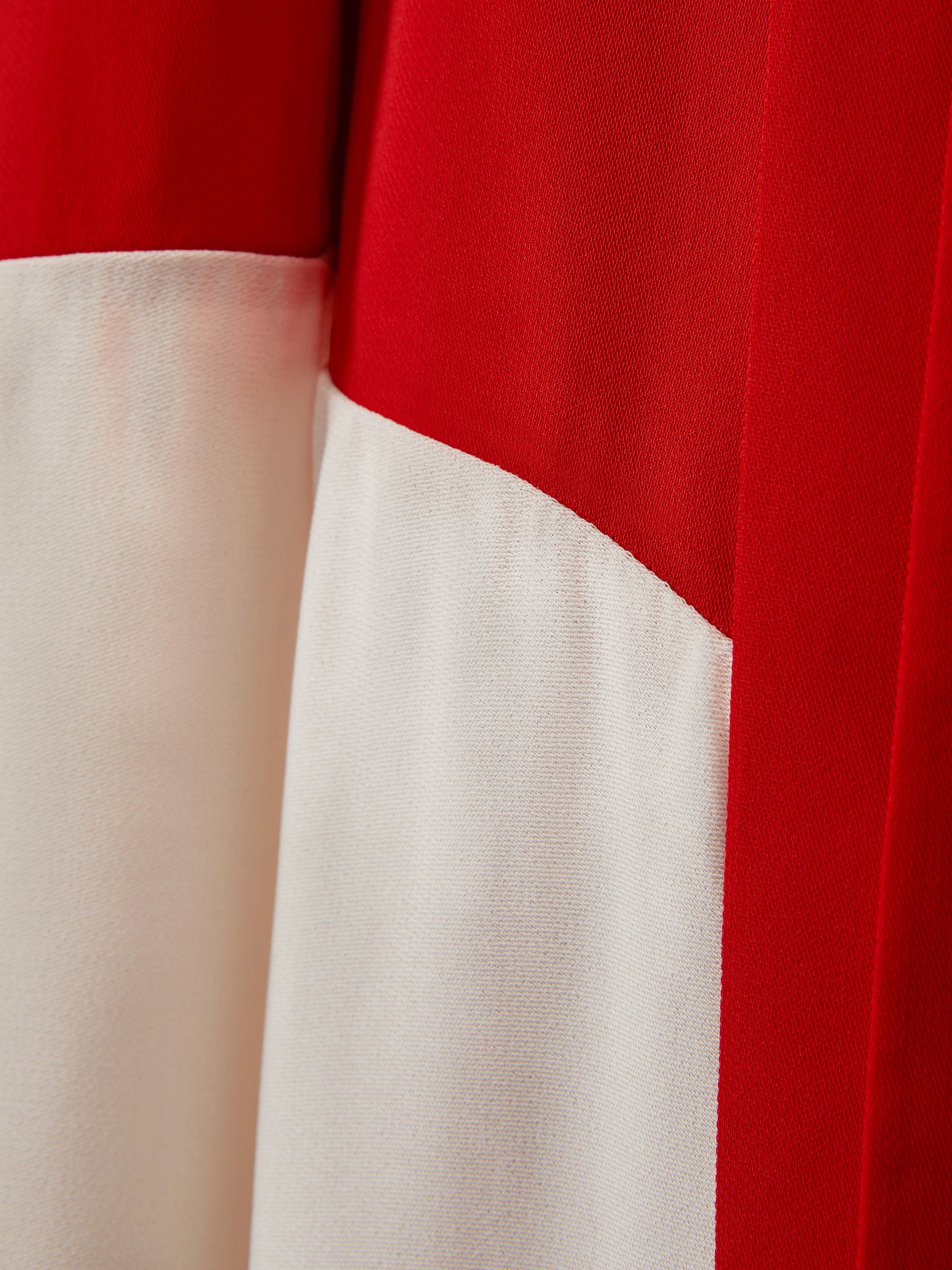 Colourblock Fit-and-Flare Midi Dress in Red/Cream