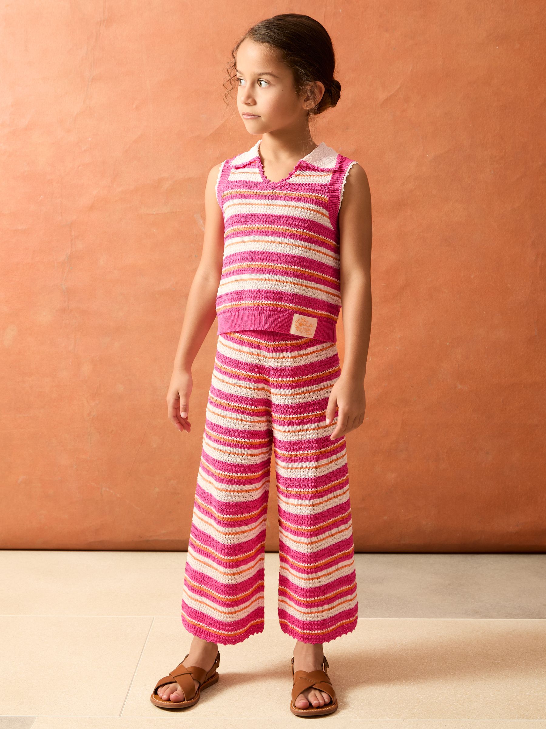 9-13 yrs SmileyWorld | Reiss Stripe Knit Trousers in Pink