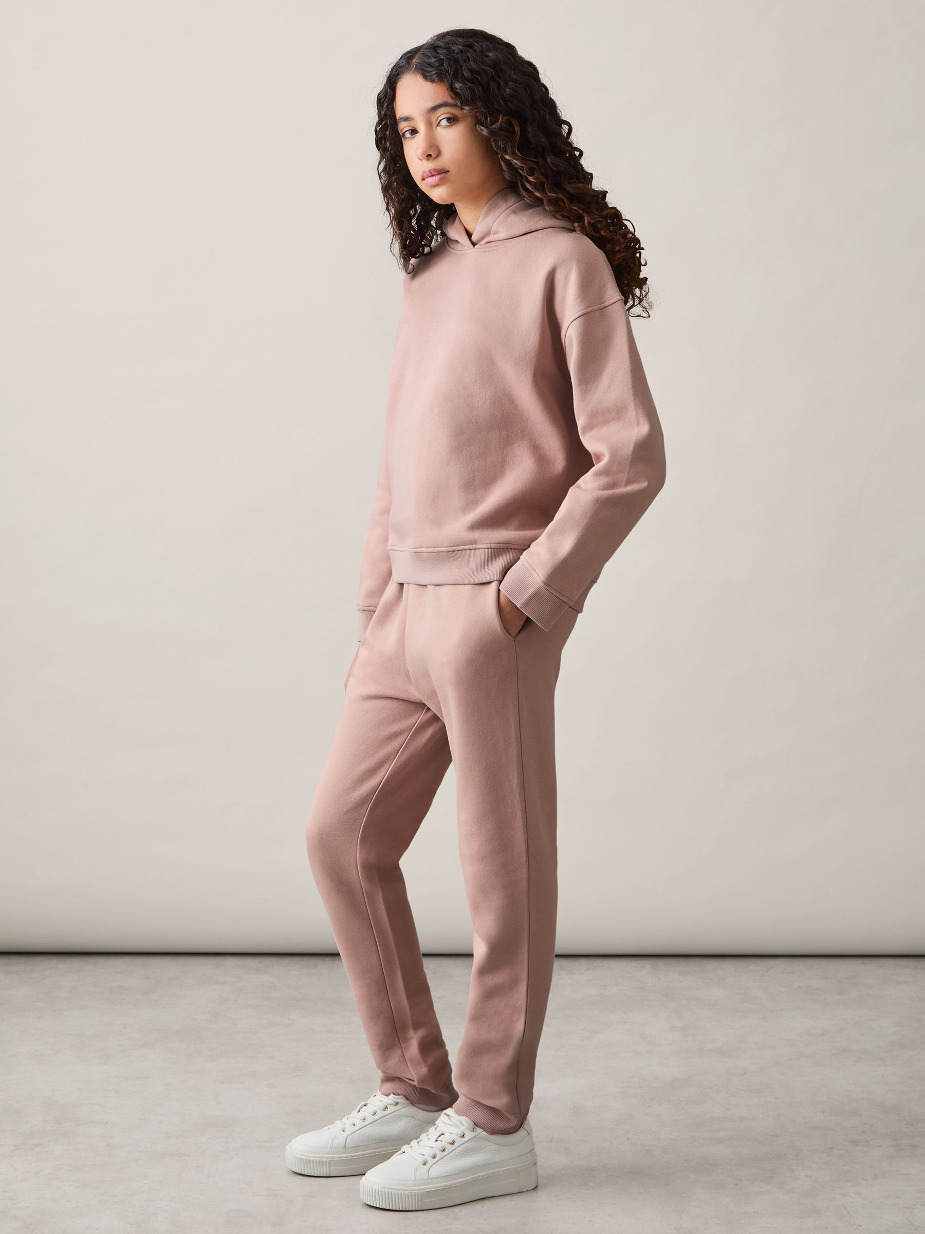 9-13 yrs Cotton-Blend Hoodie And Joggers Set in Mink