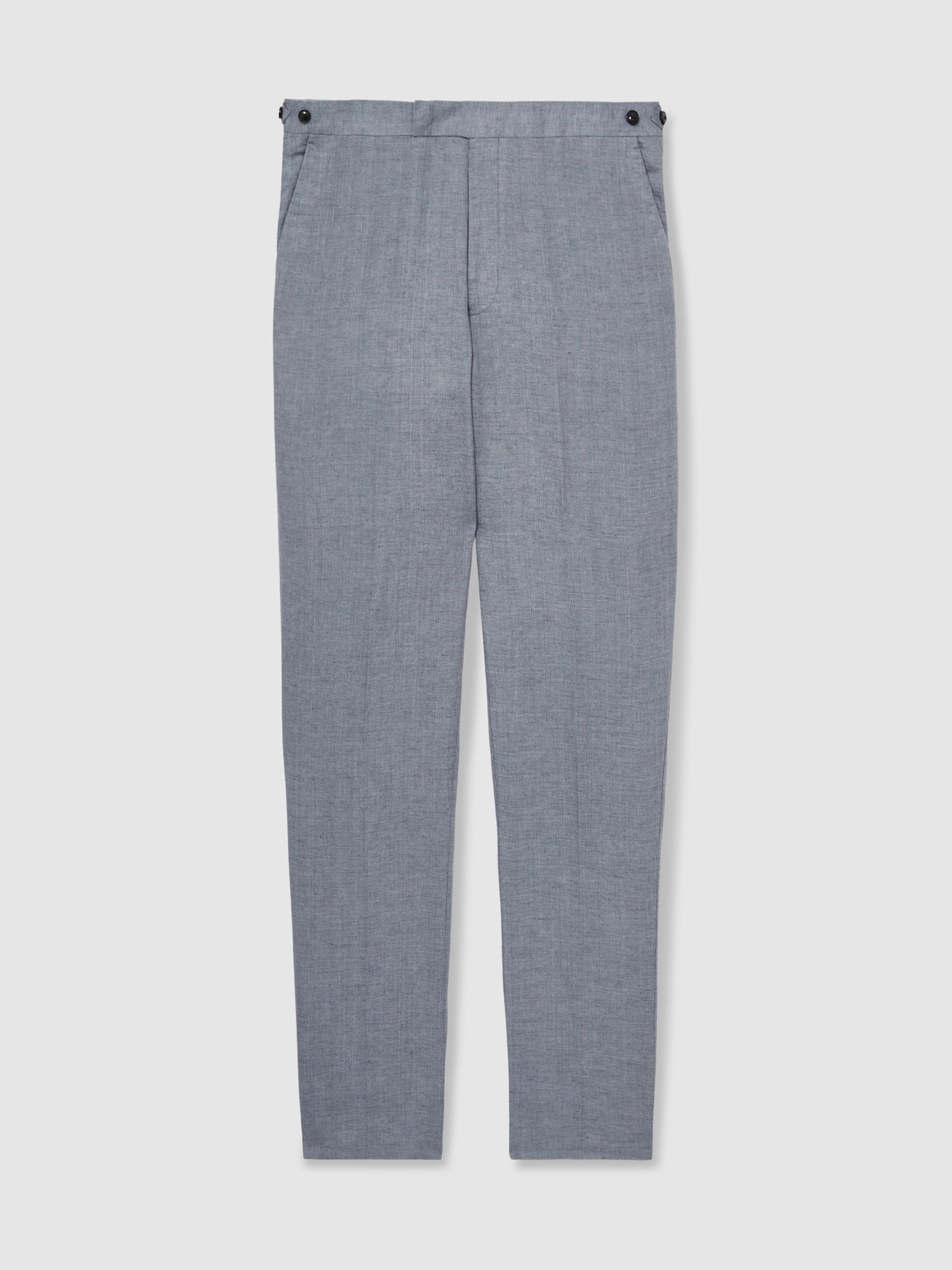 Linen Slim-Fit Suit Trousers in Airforce Blue