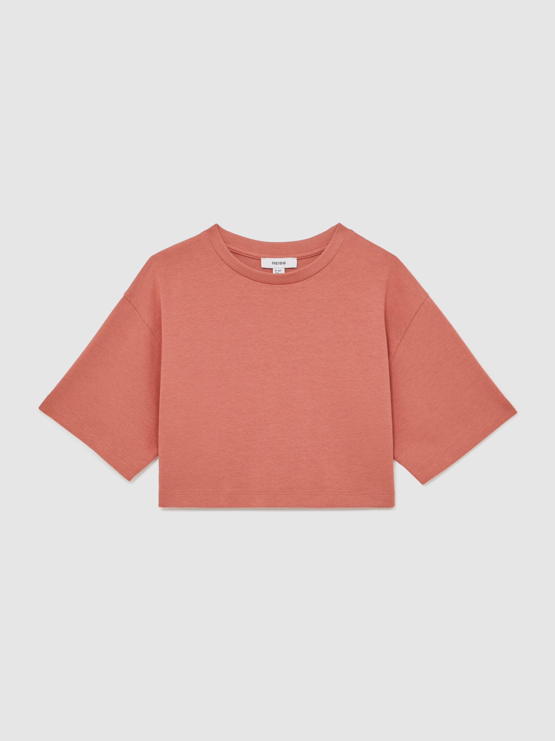 3-9 yrs Cotton Oversized Cropped T-Shirt in Rose