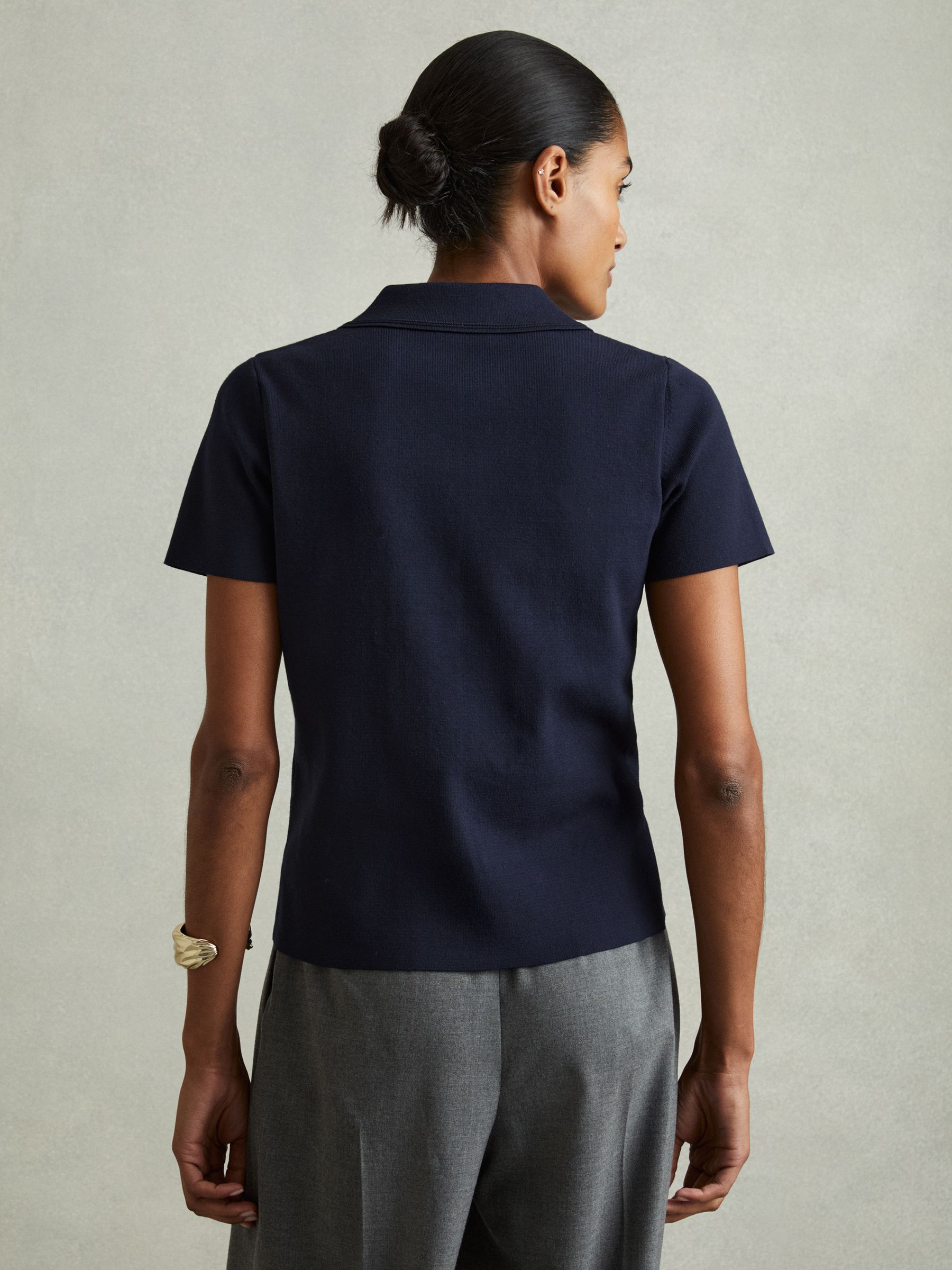 Knitted Polo Shirt in Navy