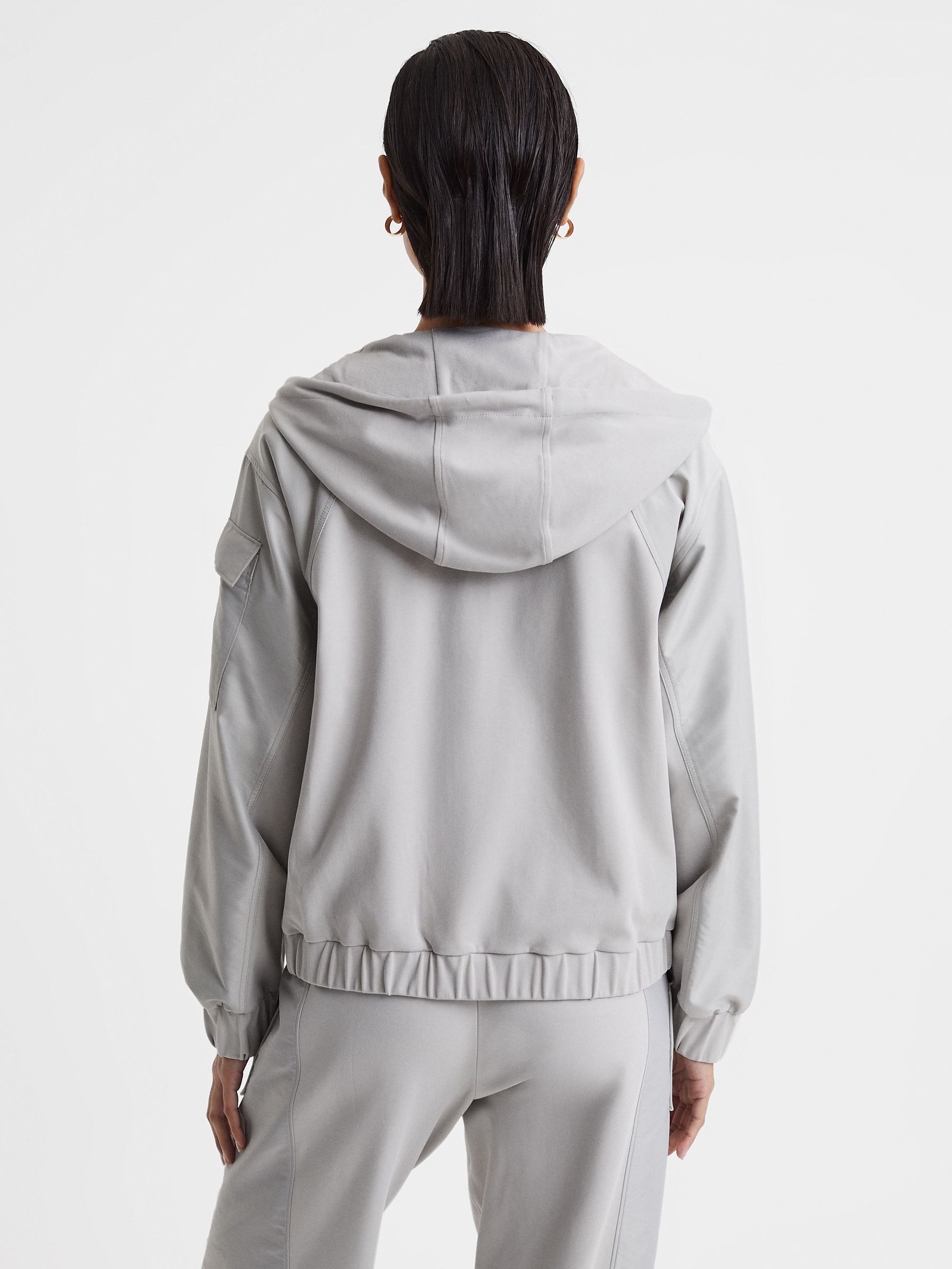 Cotton Blend Tracksuit Top in Grey