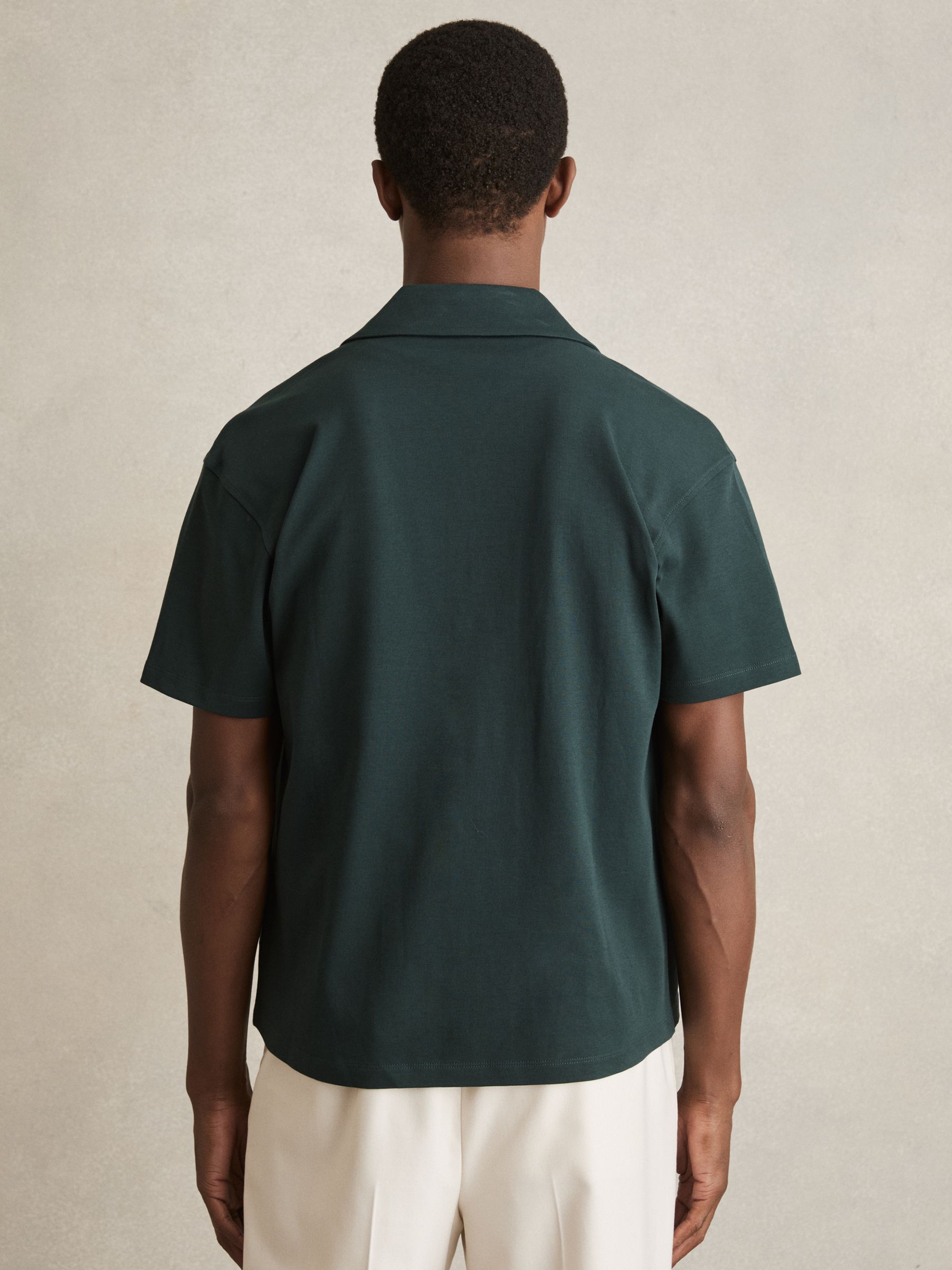 Cotton Floral Embroidered Shirt in Dark Green