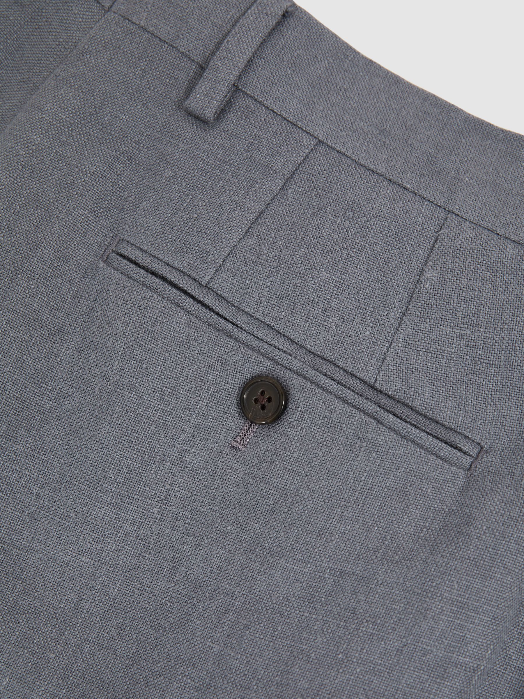 Linen Slim-Fit Suit Trousers in Airforce Blue