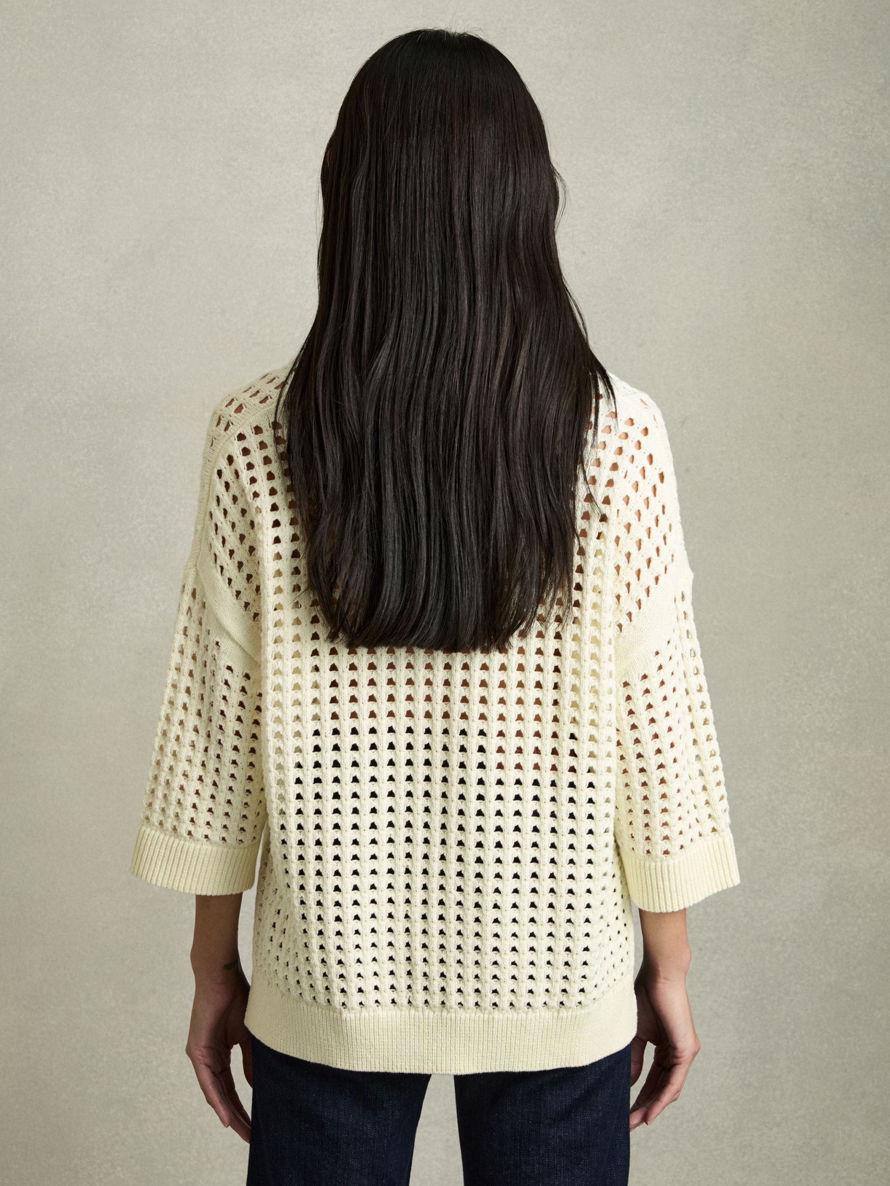 Cotton Crochet Collared Jumper in Buttermilk