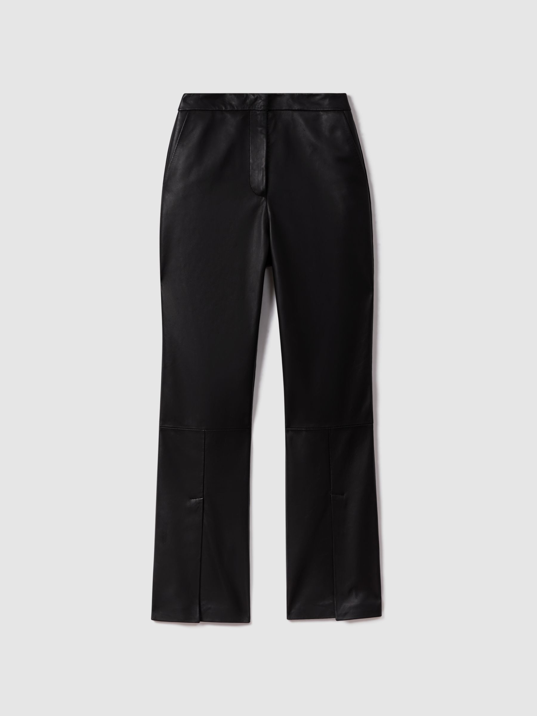 McLaren F1 Front Split Leather Trousers in Black