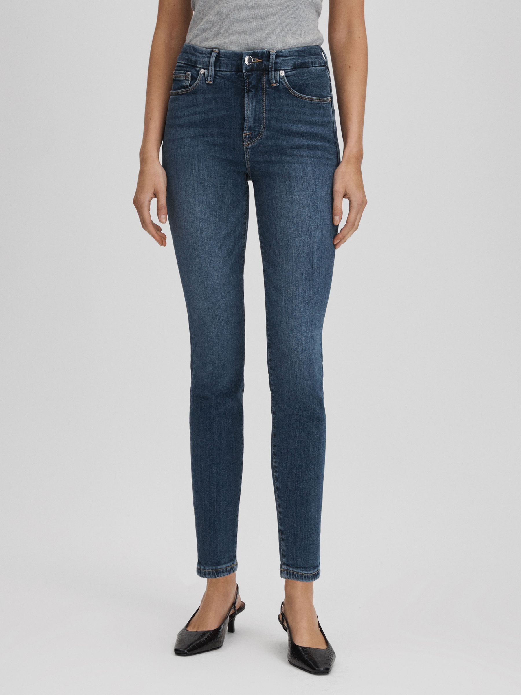 Good American Cropped Skinny Jeans in Blue