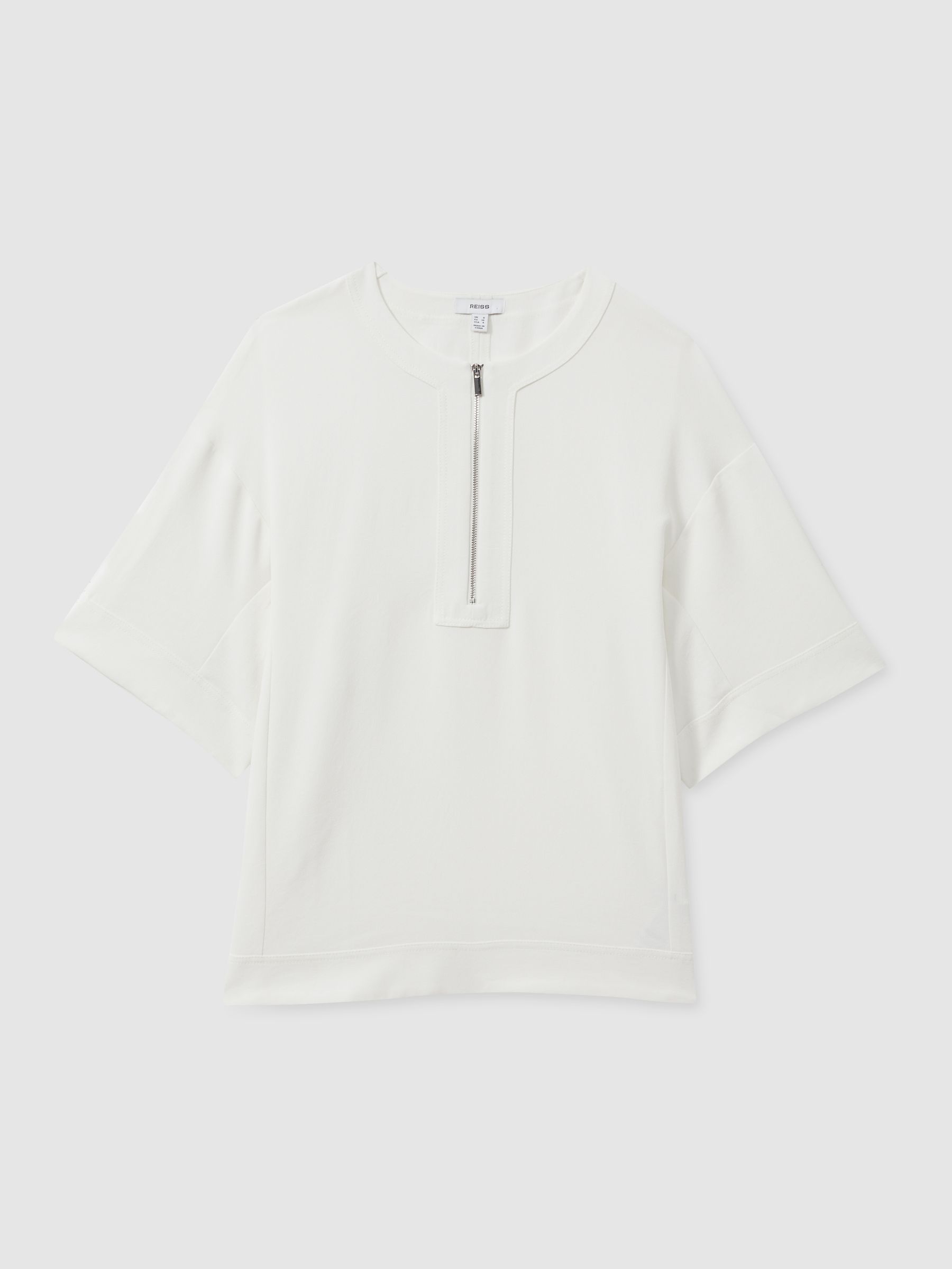 Relaxed Half-Zip T-Shirt in Ivory