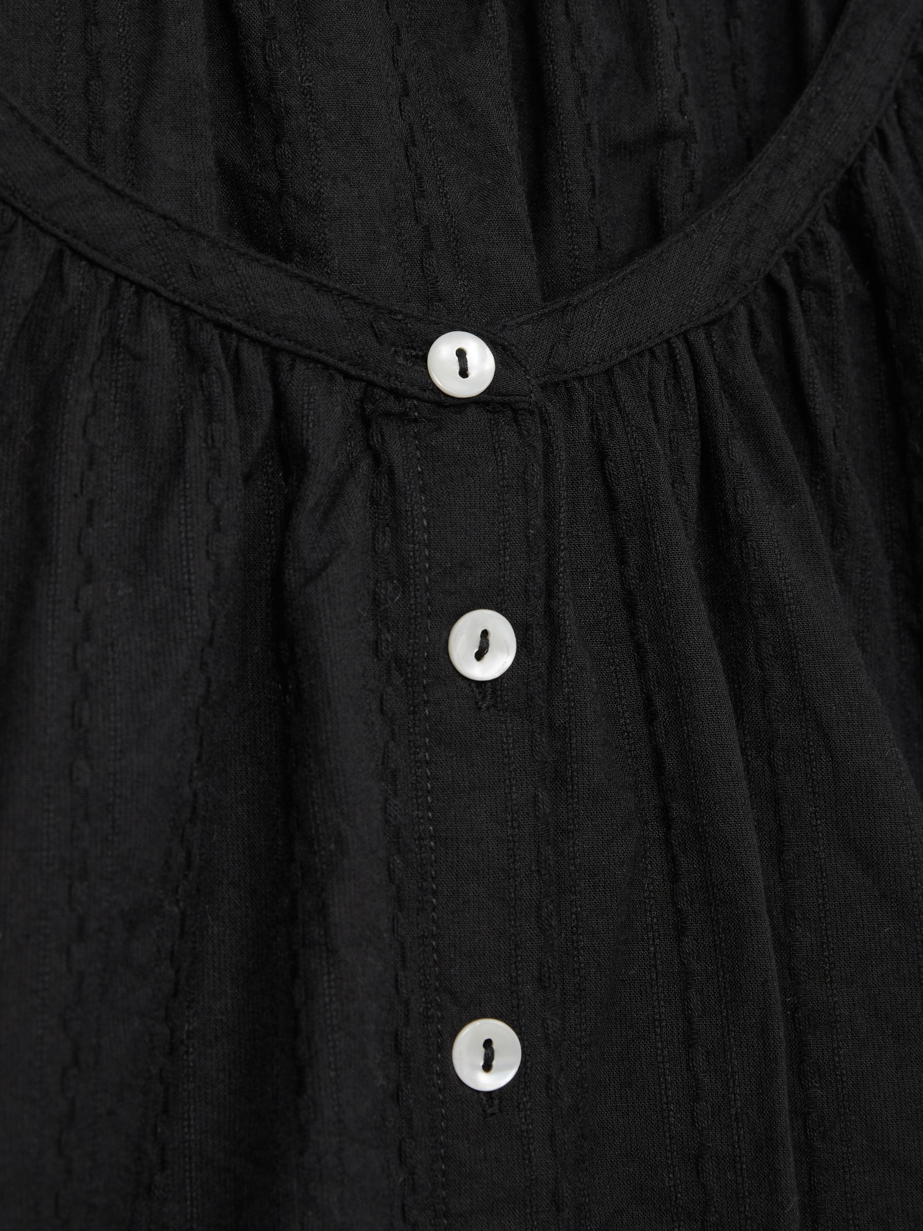 Mille Puff-Sleeve Button-Through Top in Black