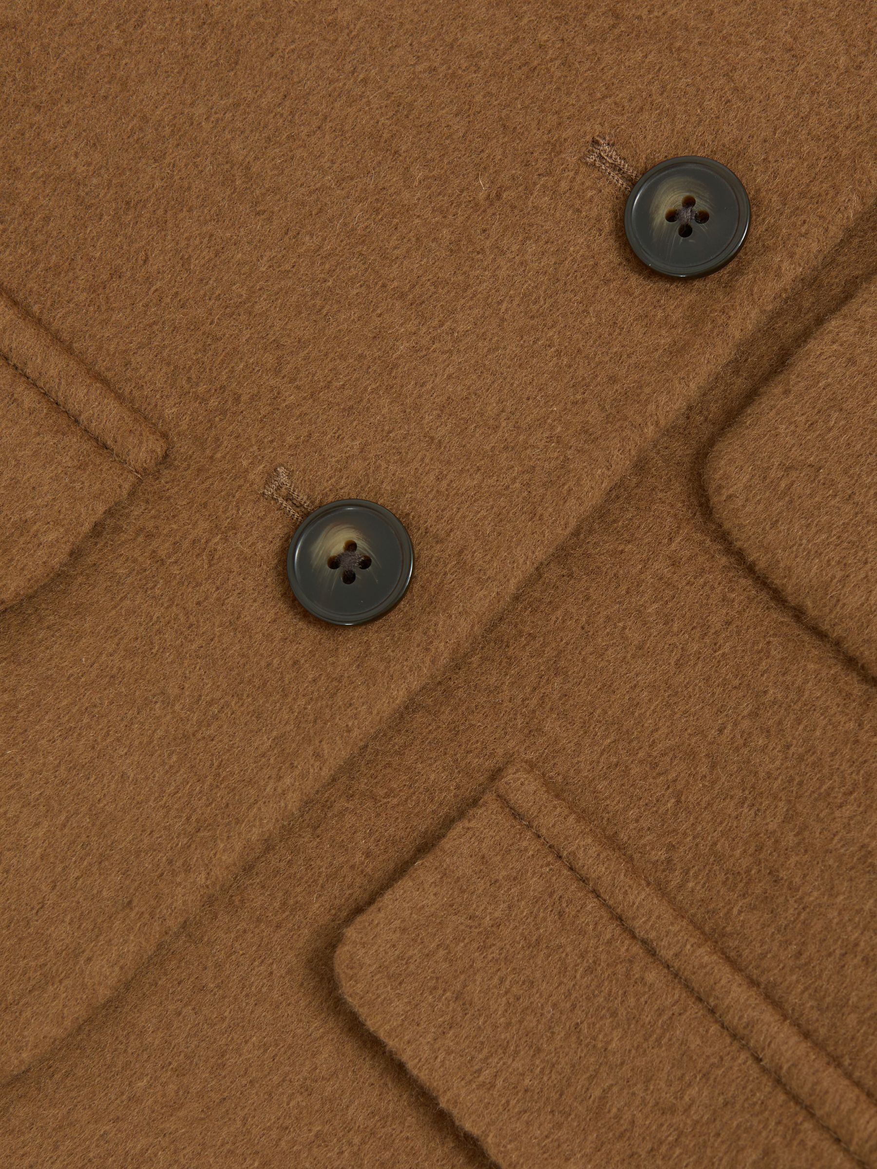 9-13 yrs Wool-Blend Cropped Collarless Jacket in Camel