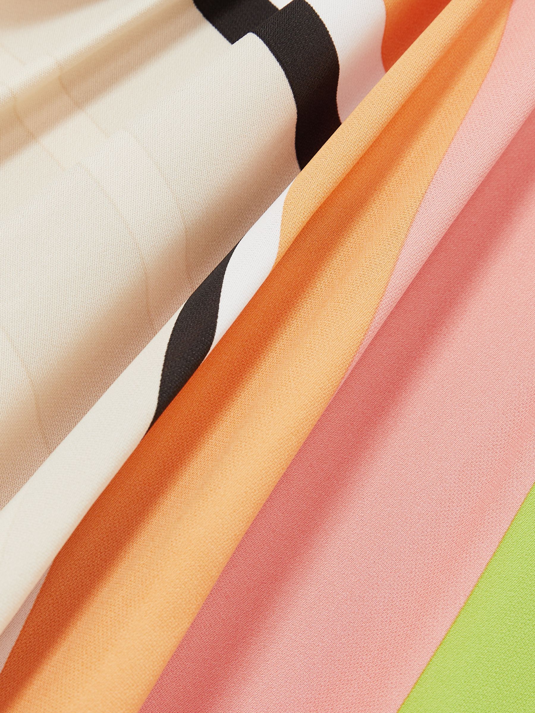 Stripe-Print Tuck Mini Dress in Pink/Green