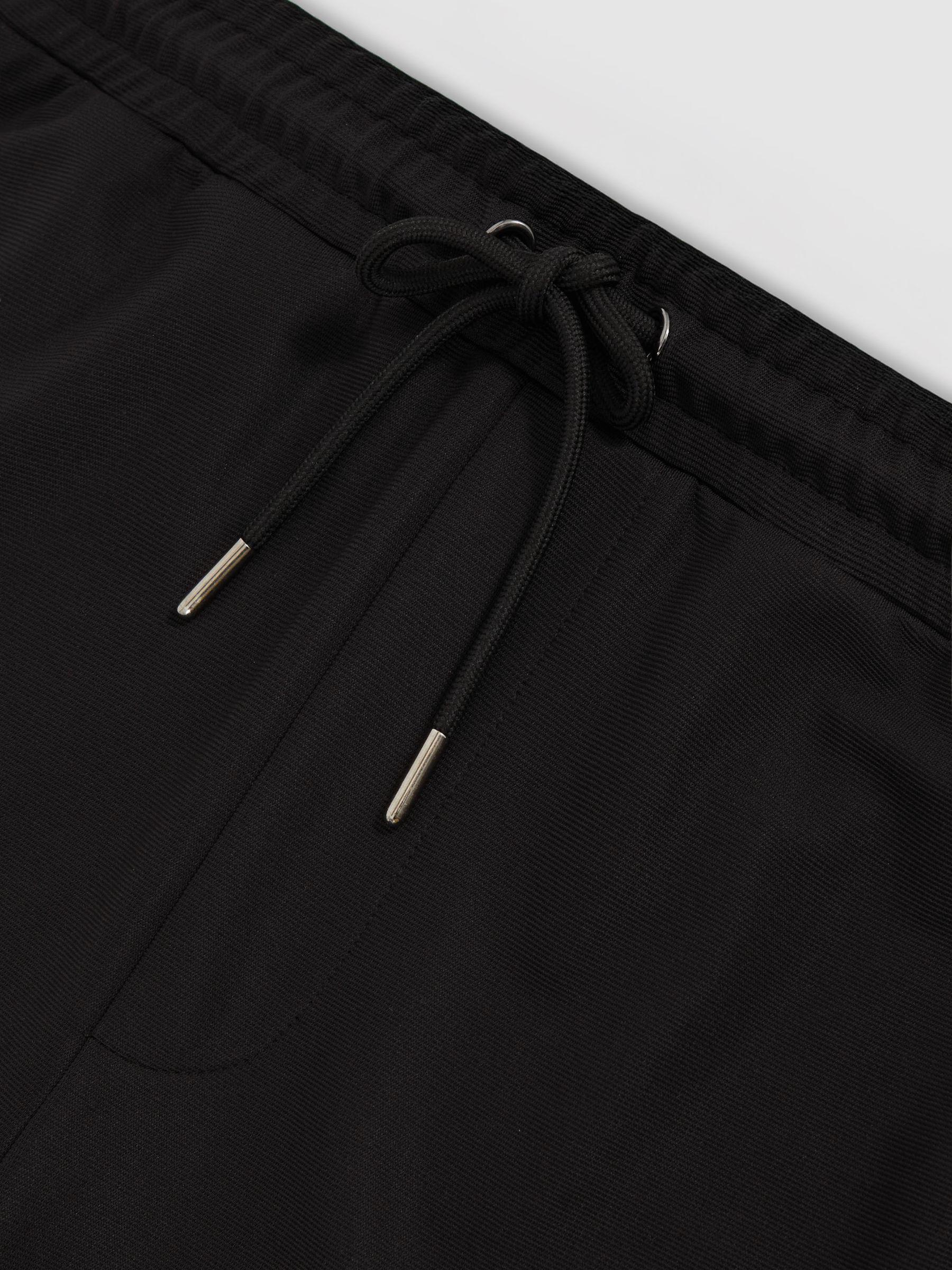 Textured Drawstring Shorts in Black