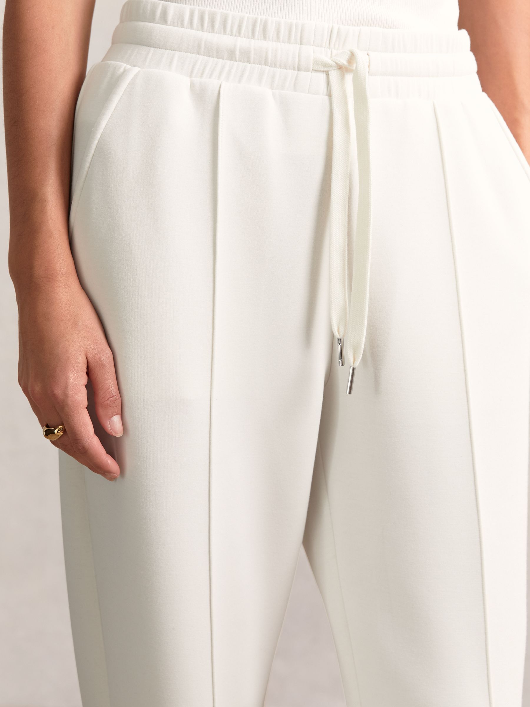 Modal-Blend Interlock Wide-Leg Joggers in Ivory