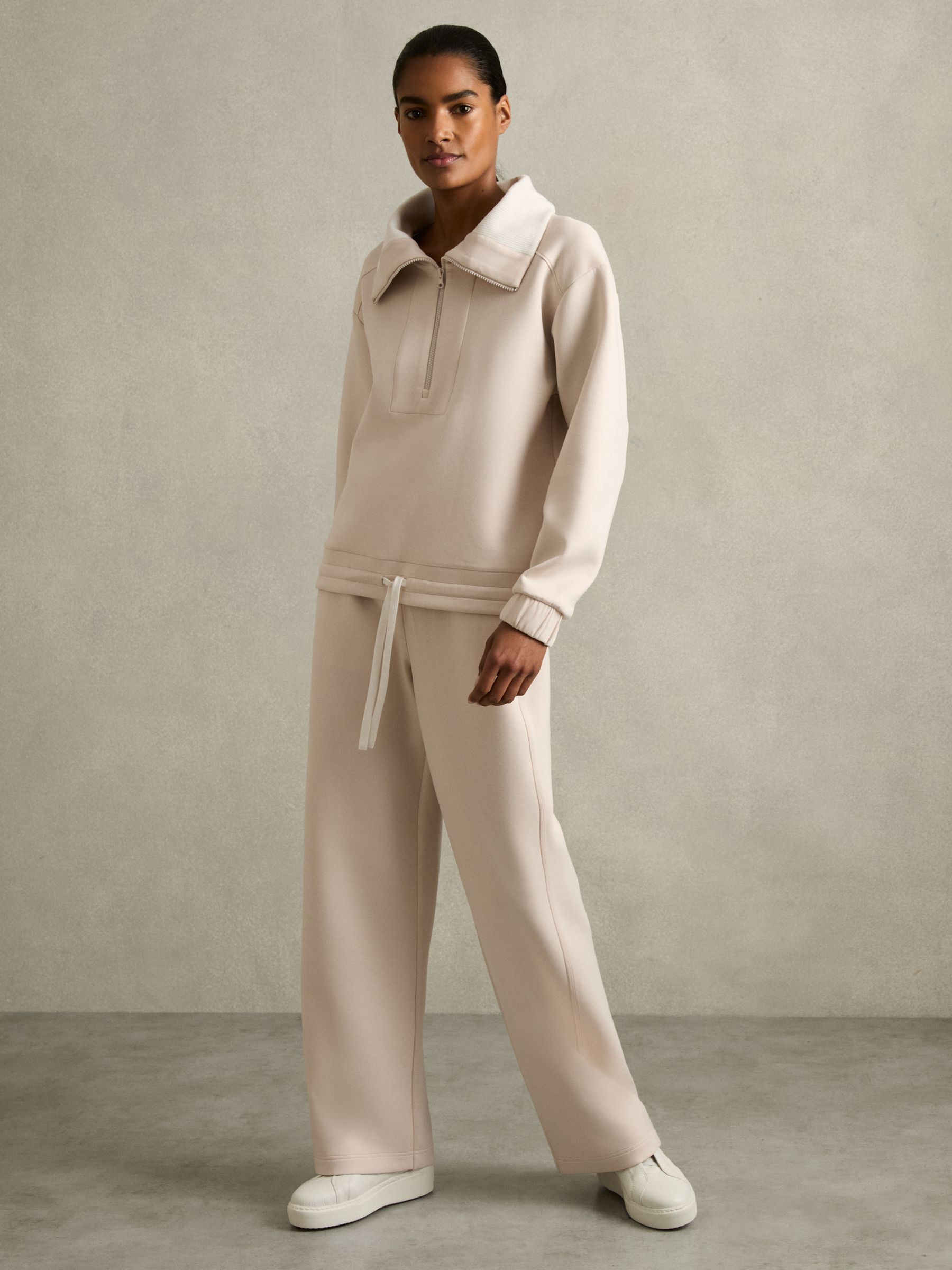 Interlock Wide-Leg Drawstring Joggers in Stone