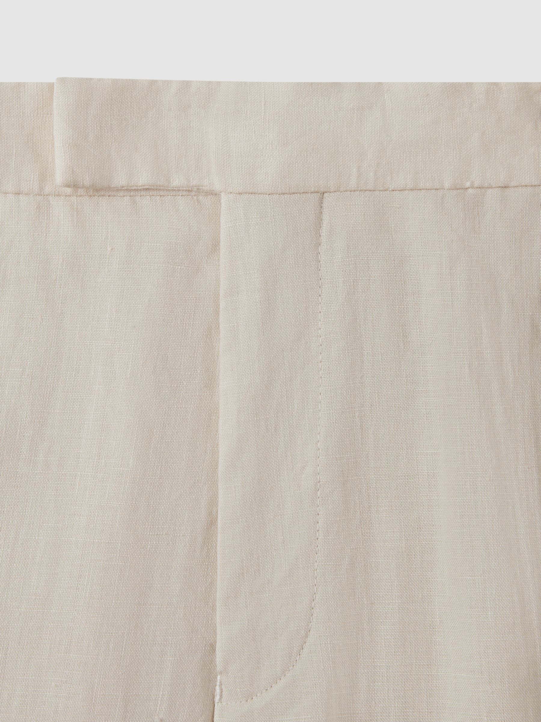 Slim Fit Linen Trousers in Stone