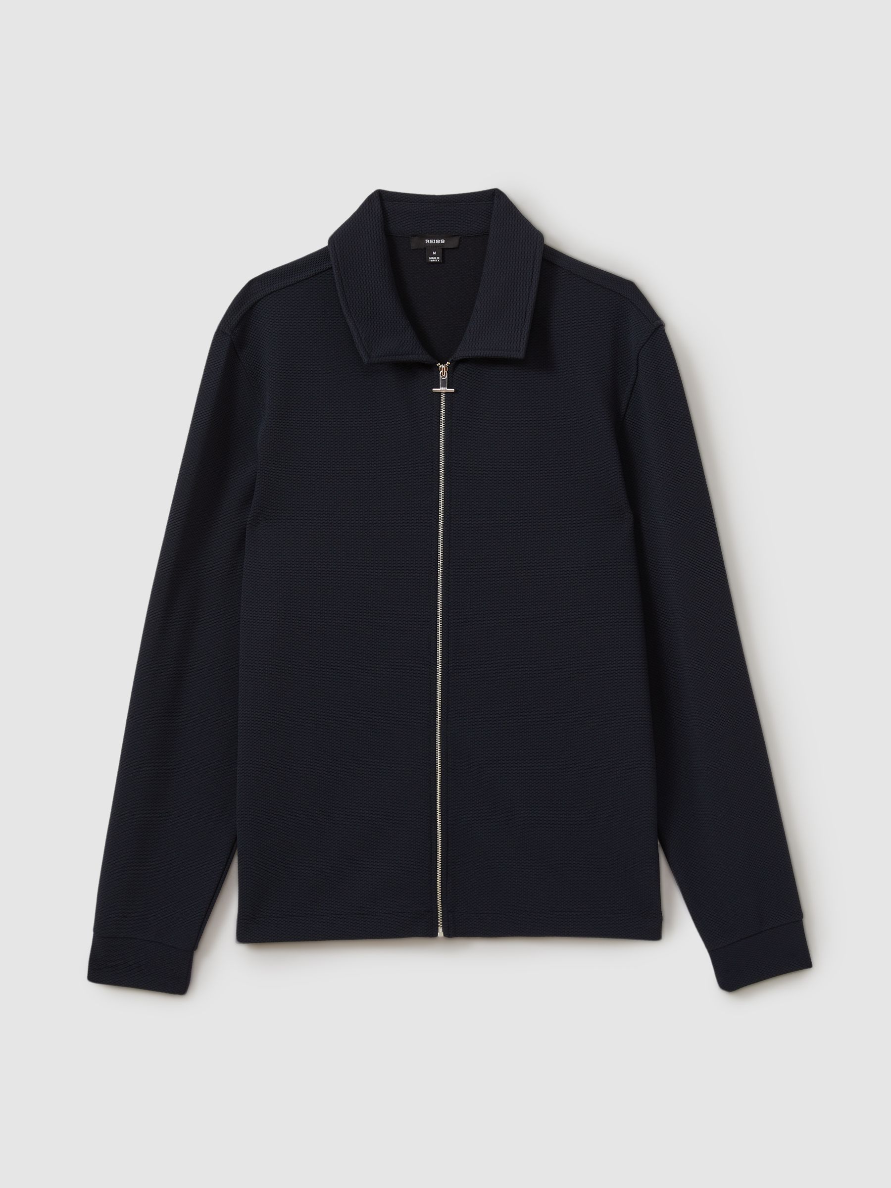 Textured Zip-Through Overshirt in Navy
