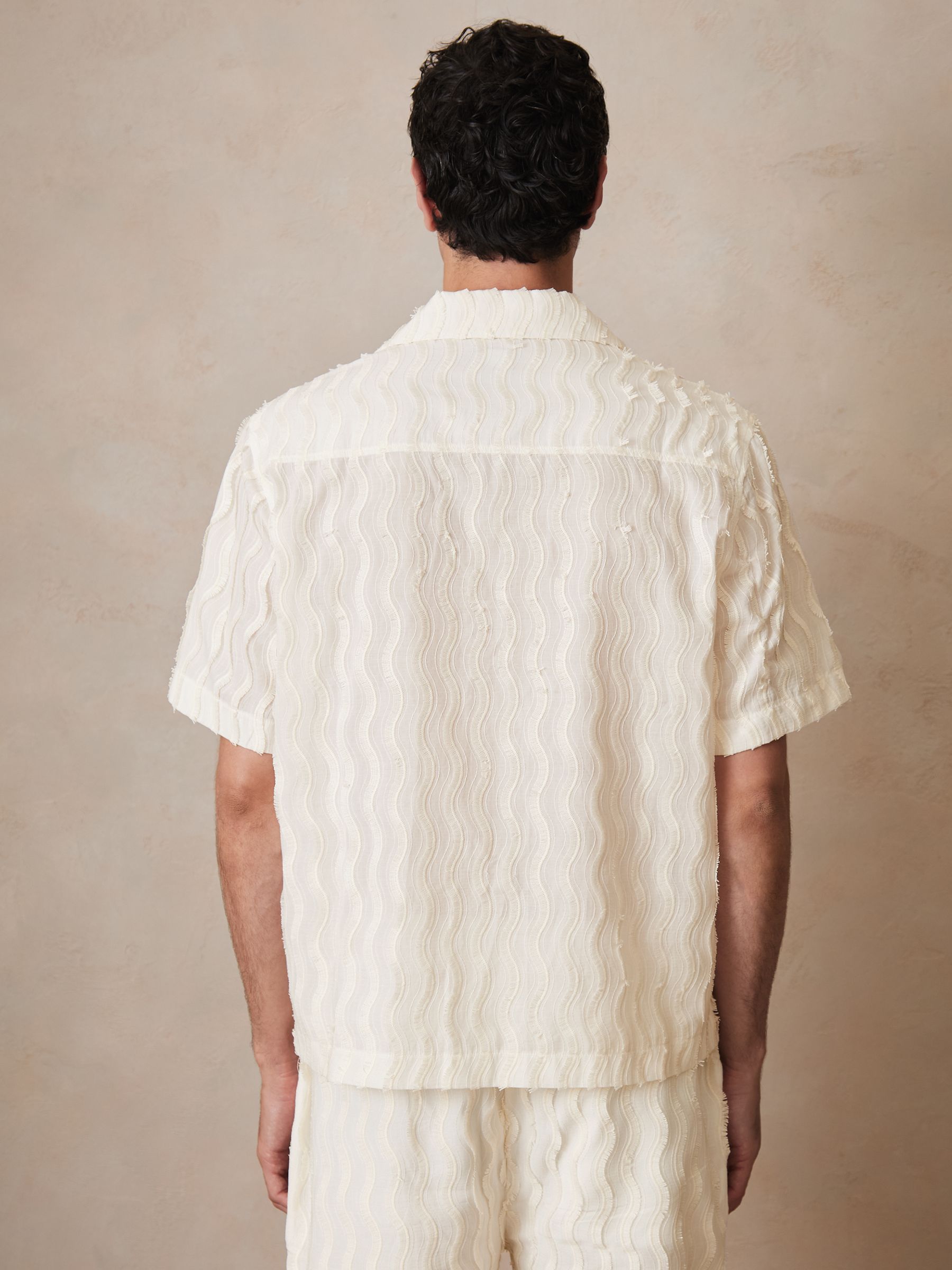 Reiss | Ché Fringed-Wave Shirt in Off White