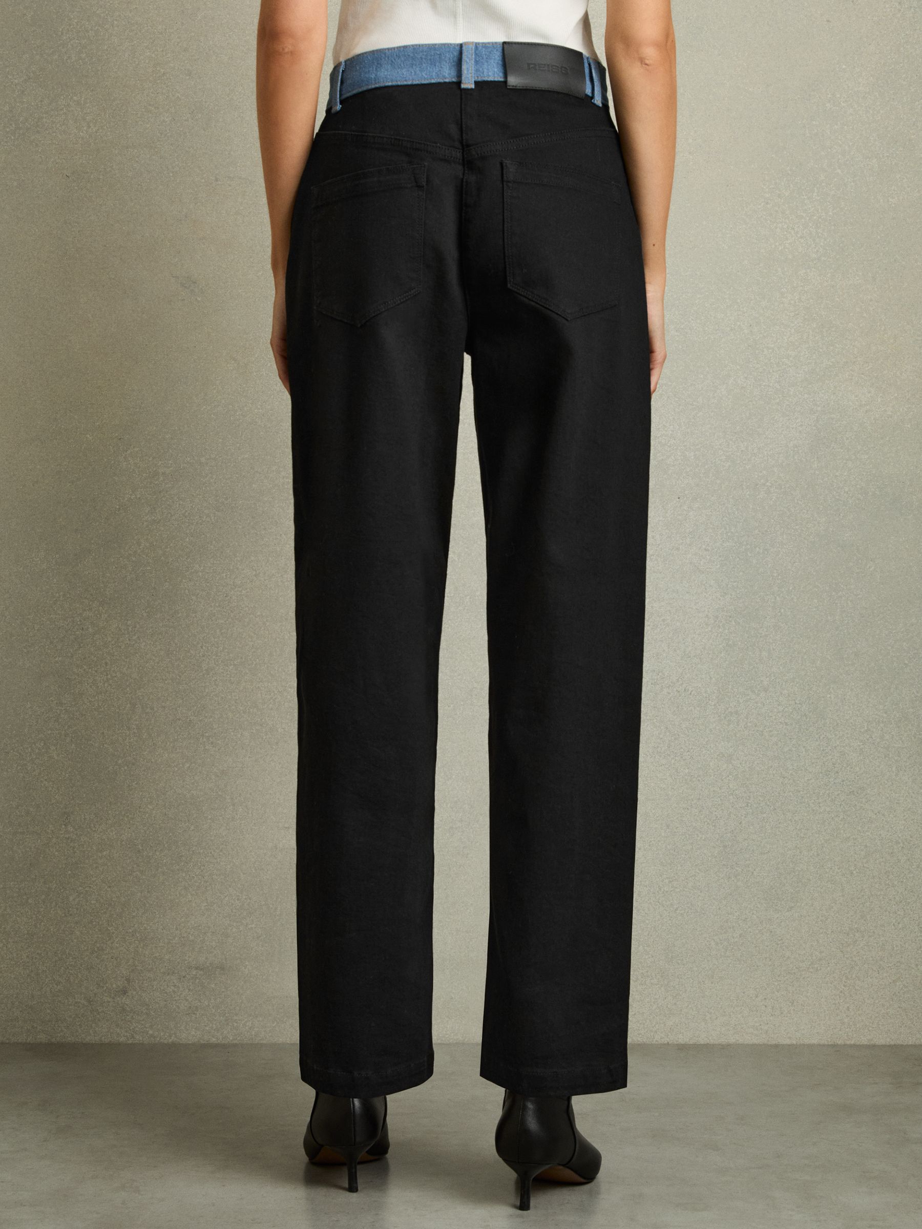 Colour-Block Straight-Leg Jeans in Black