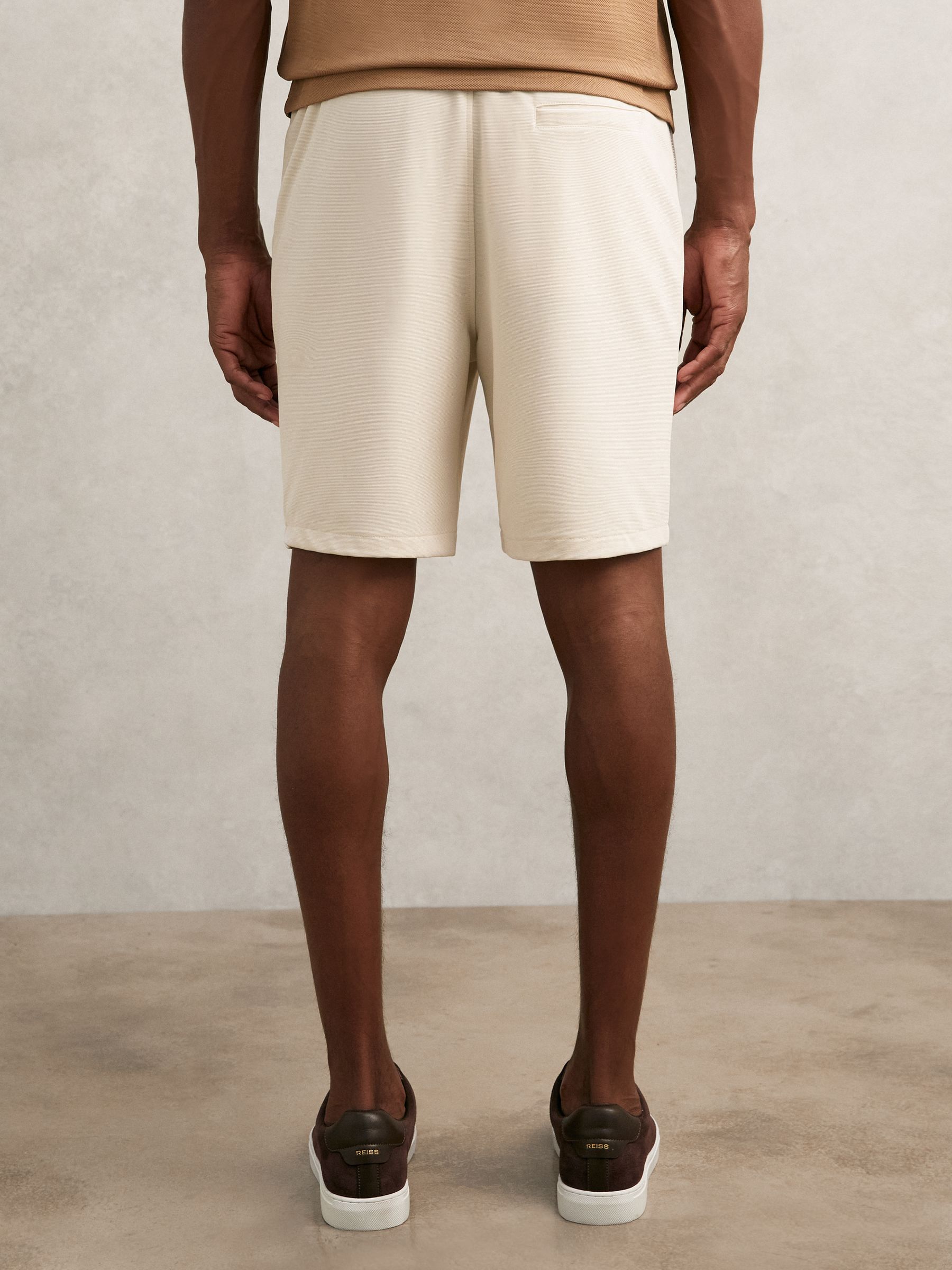 Textured Drawstring Shorts in Stone