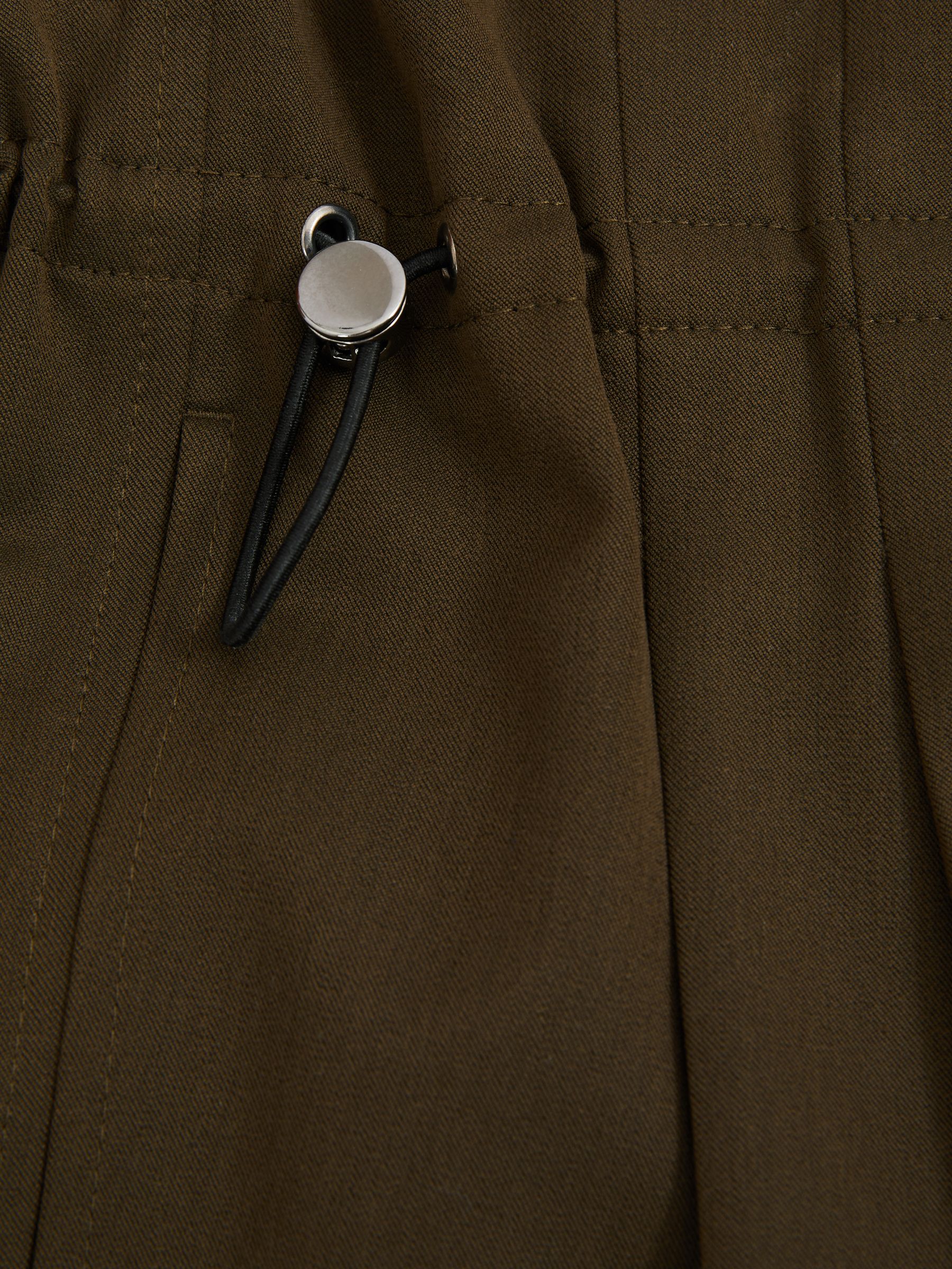 Drawstring Waist Tapered Trousers in Khaki