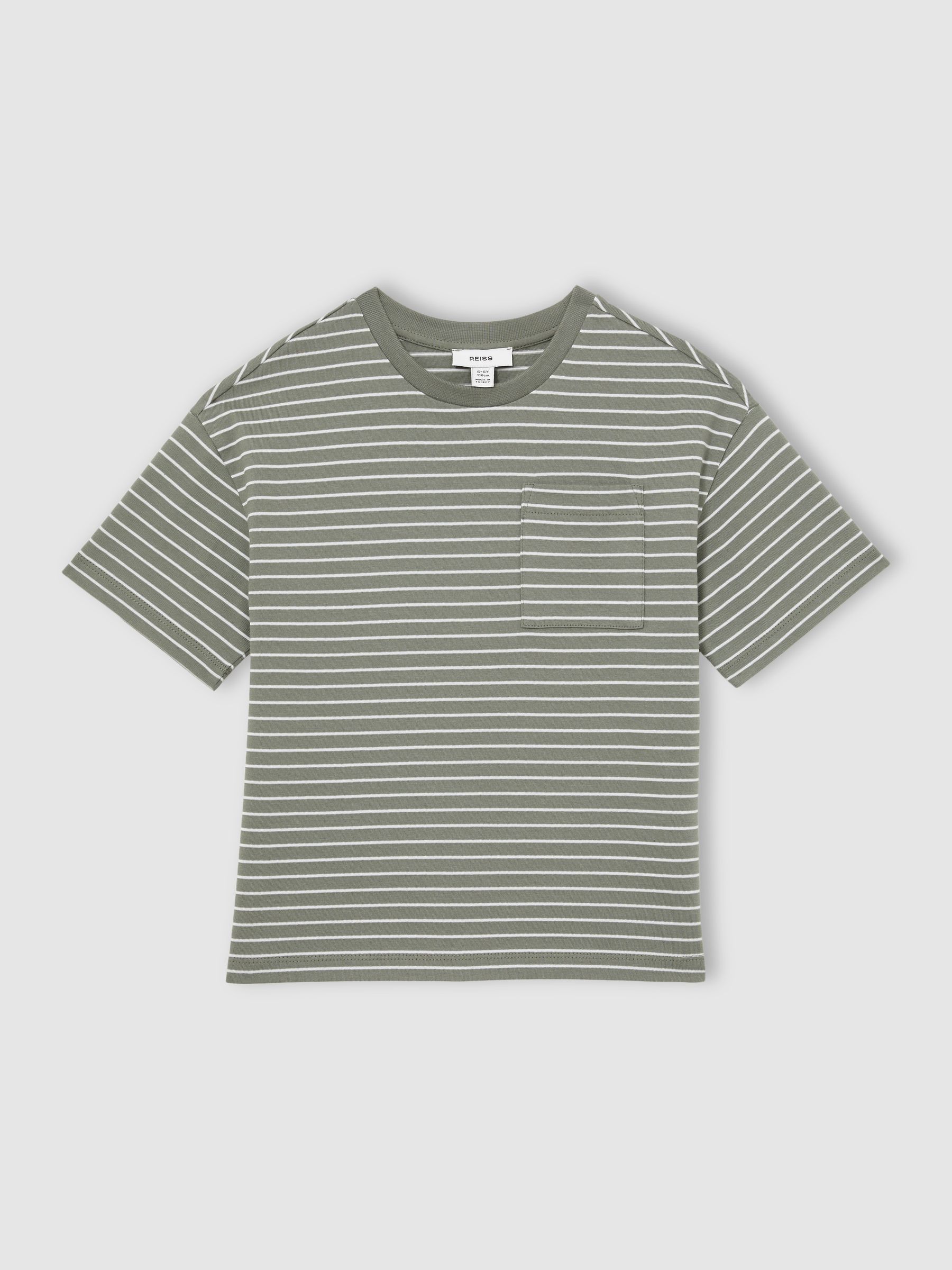 3-9 yrs Cotton-Blend Stripe T-Shirt in Sage/White