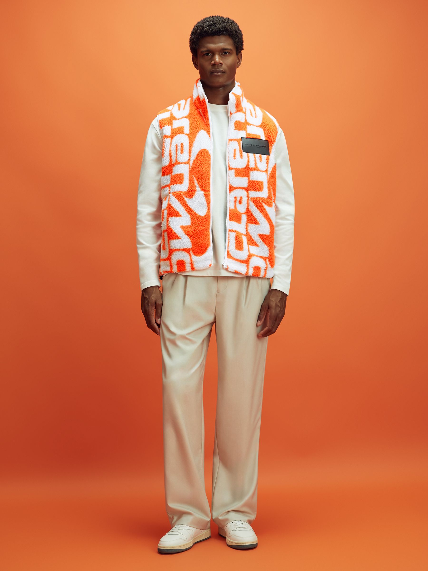 McLaren F1 Zip-Through Fleece Gilet in Papaya/White