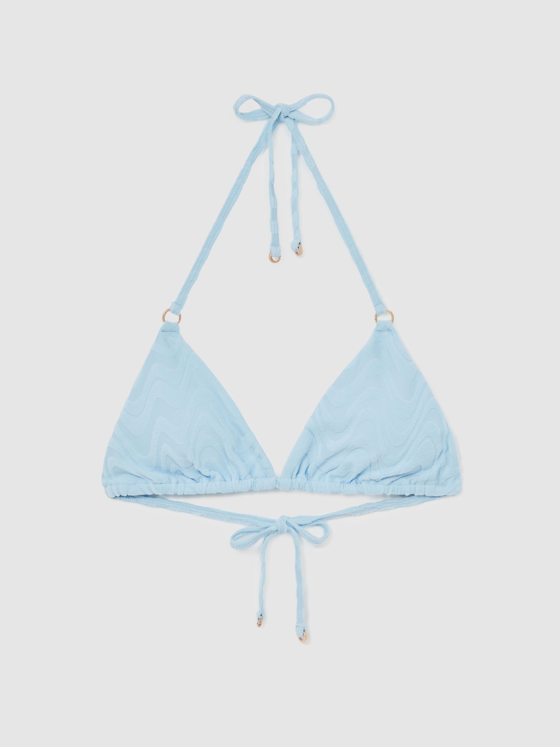 Textured Wave Triangle Bikini Top in Blue