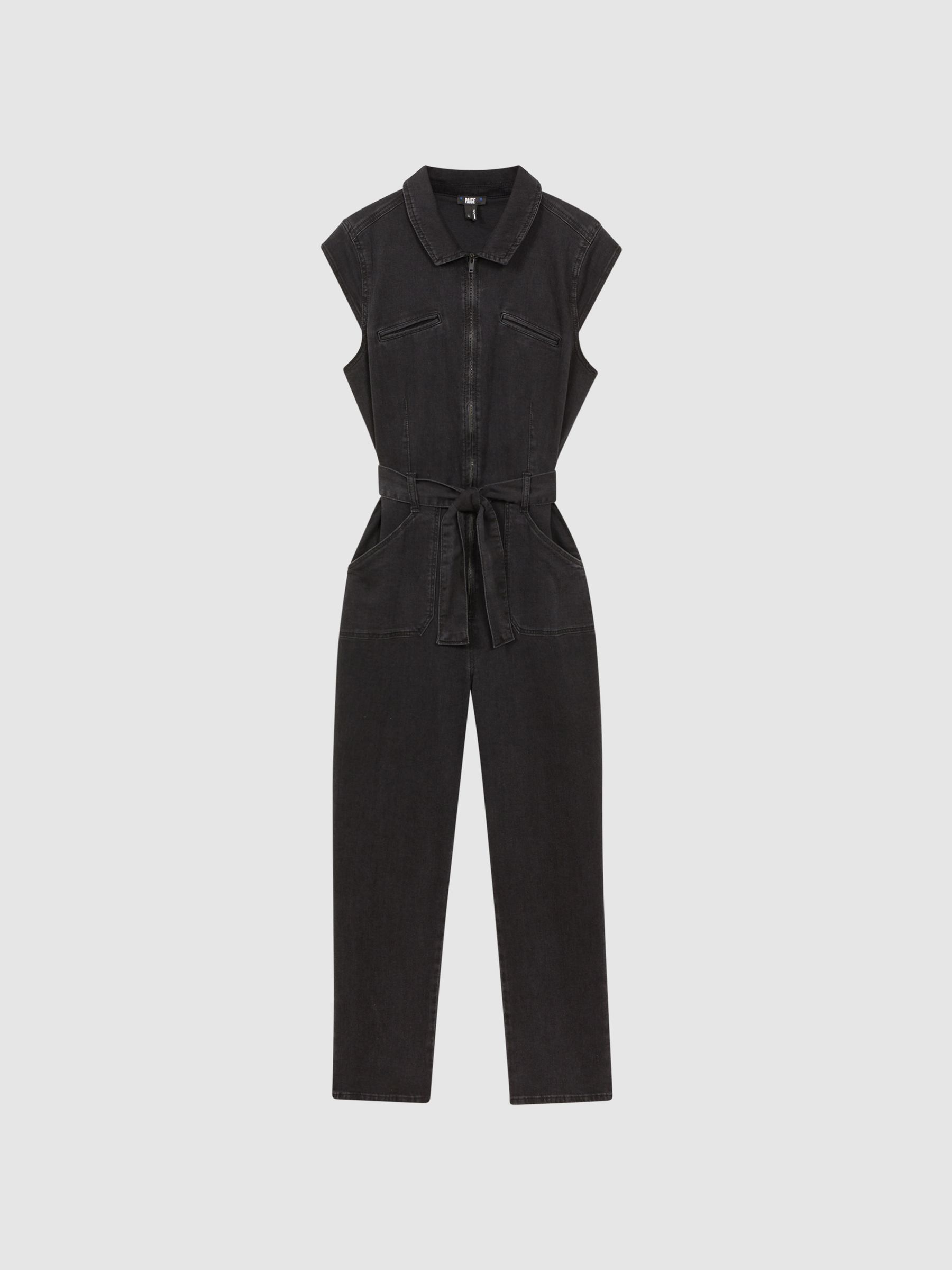 Paige Belted Jumpsuit in Black Dove