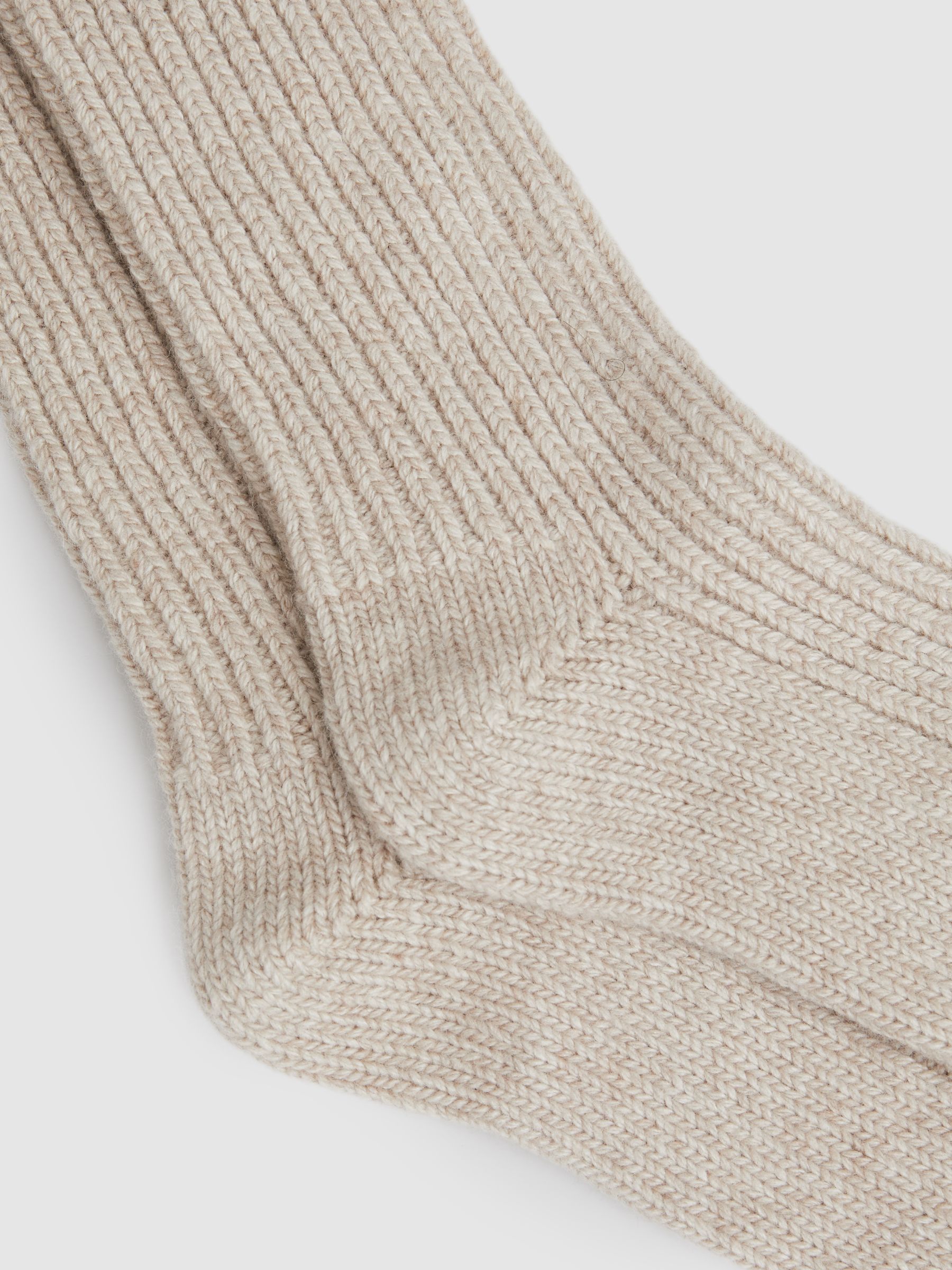 Rib-Knit Socks With Cashmere in Oatmeal