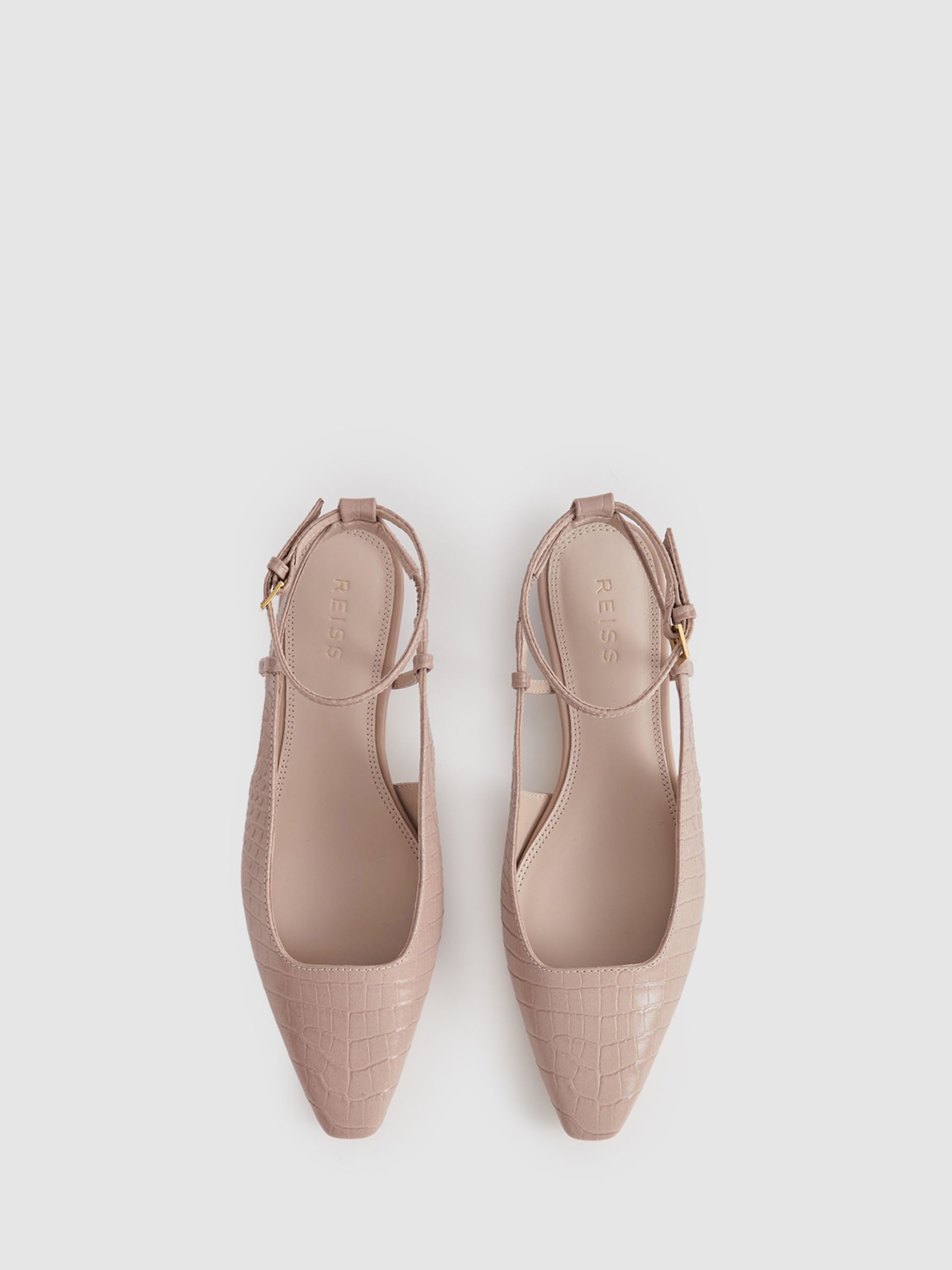 Leather Slingback Ballerina Flats in Nude