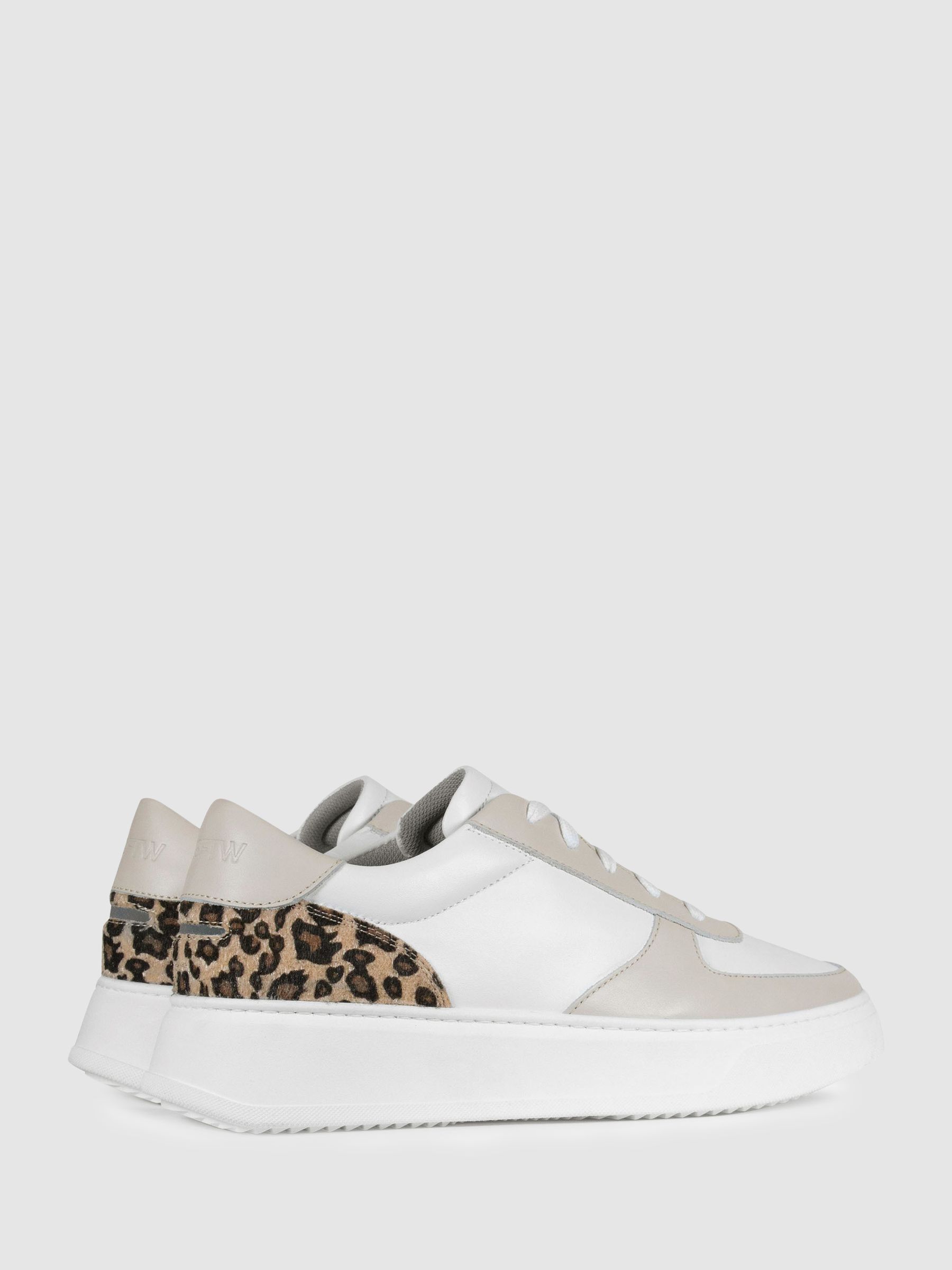 Unseen Footwear Leather Marais Trainers in Sand/White