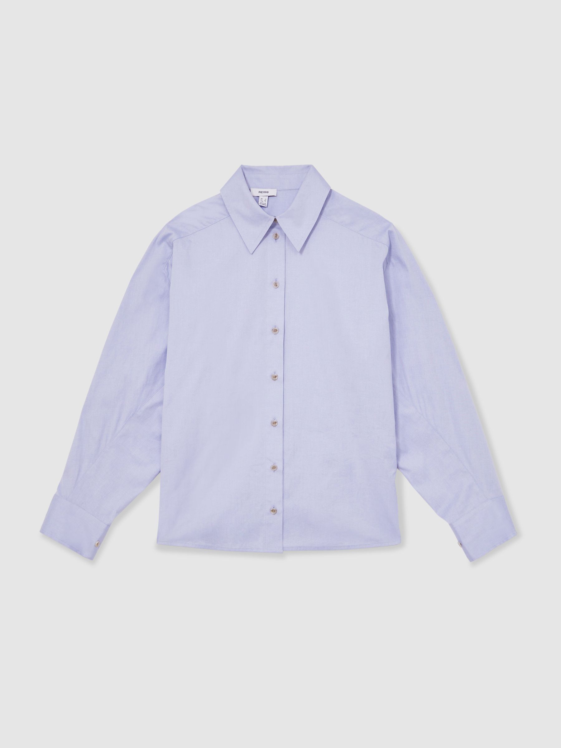 Cotton Button Through Oxford Shirt in Blue