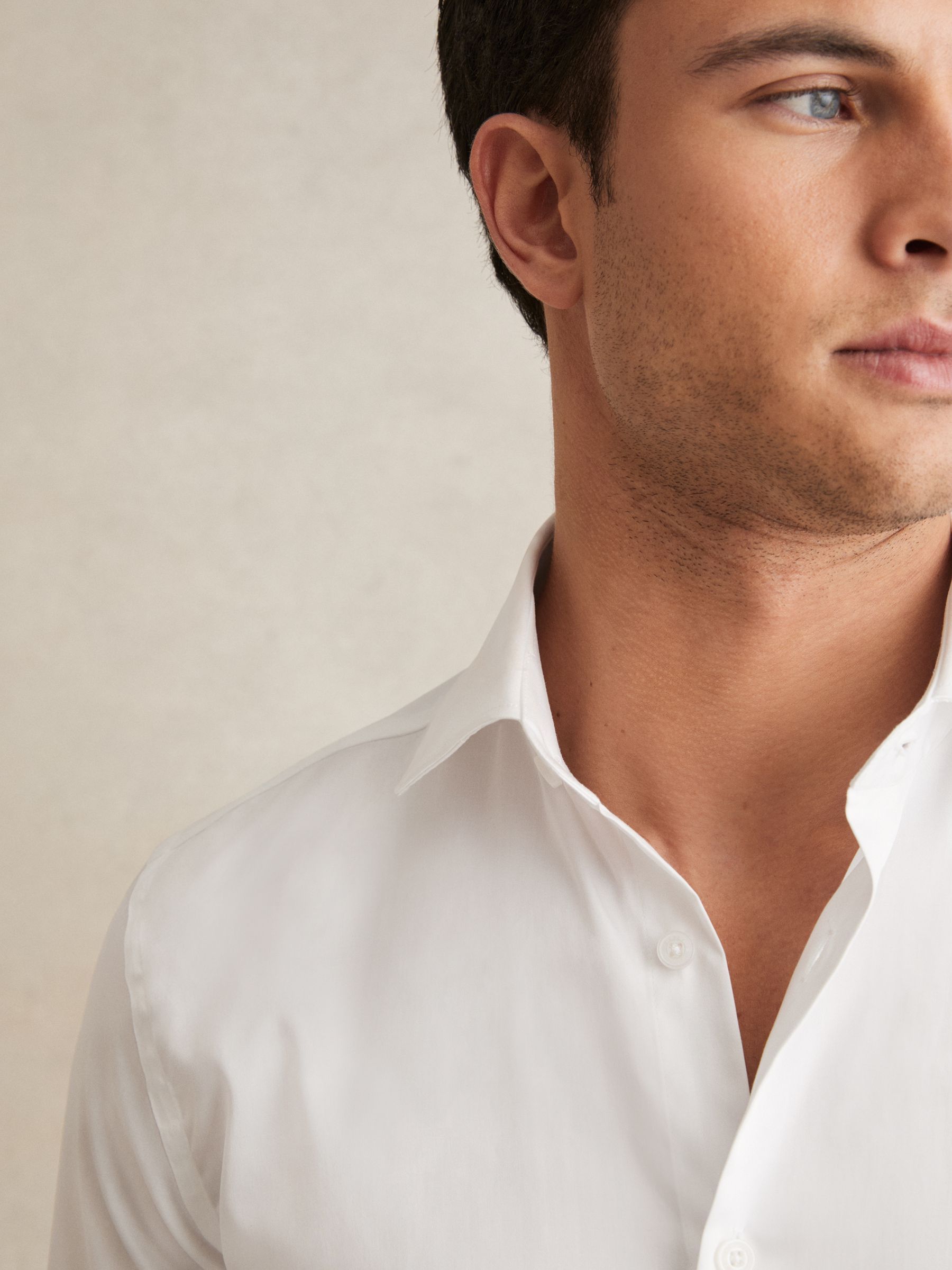 Regular Fit Cotton Sateen Shirt in White