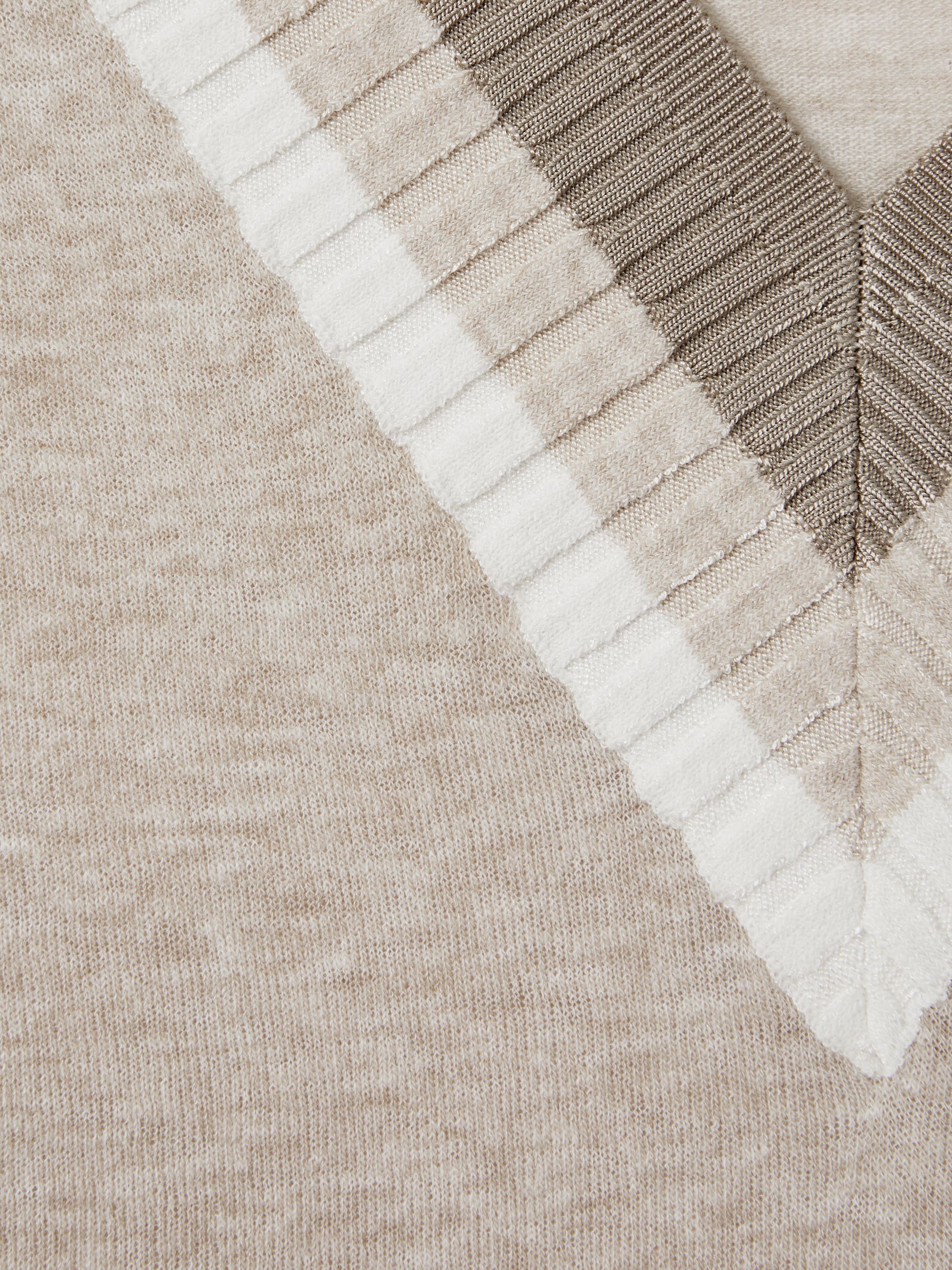 Cotton Blend Marled V-Neck Top in Neutral