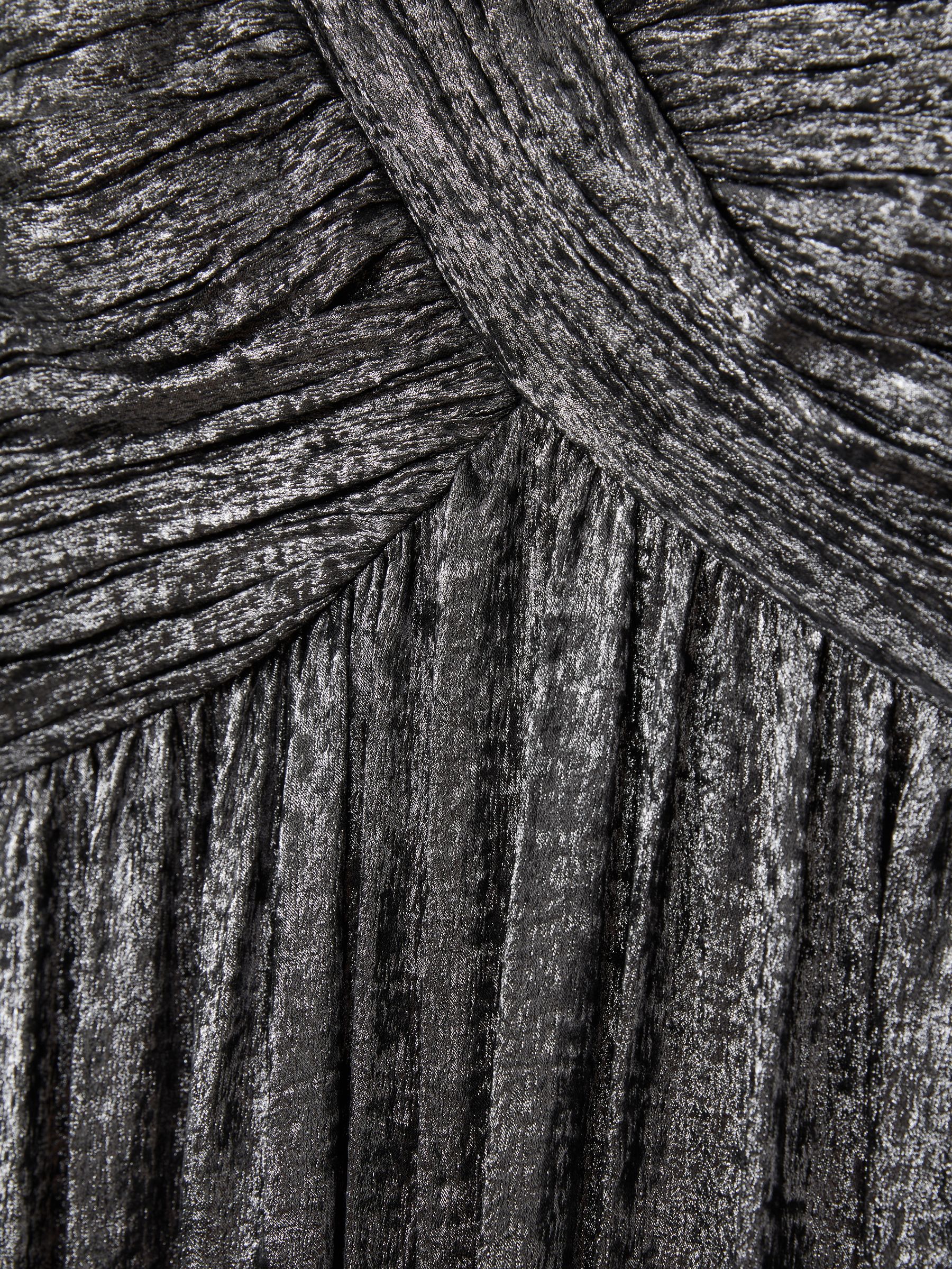 Amur Metallic One Shoulder Maxi Dress in Dark Grey