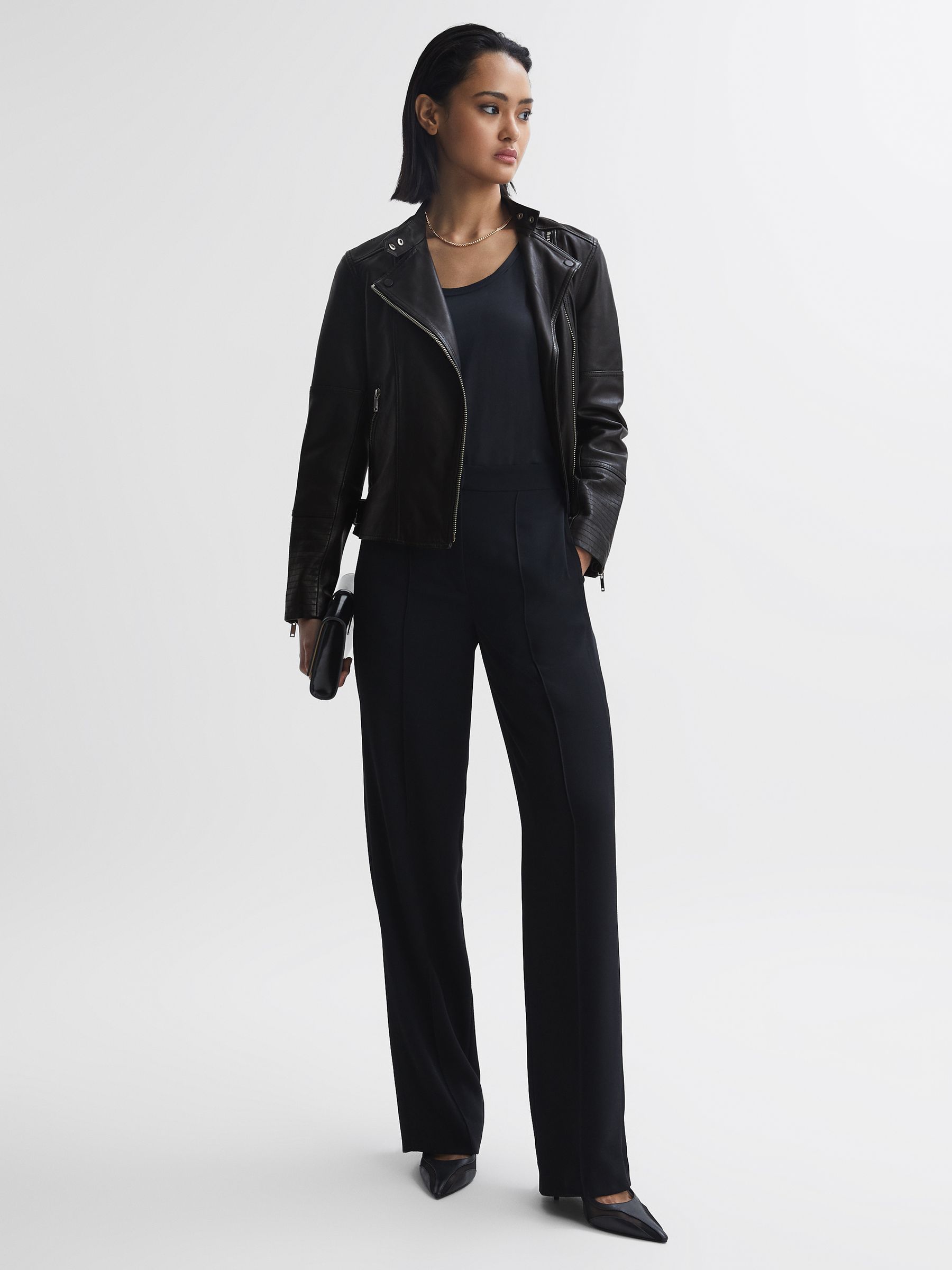 Leather Biker Jacket in Black