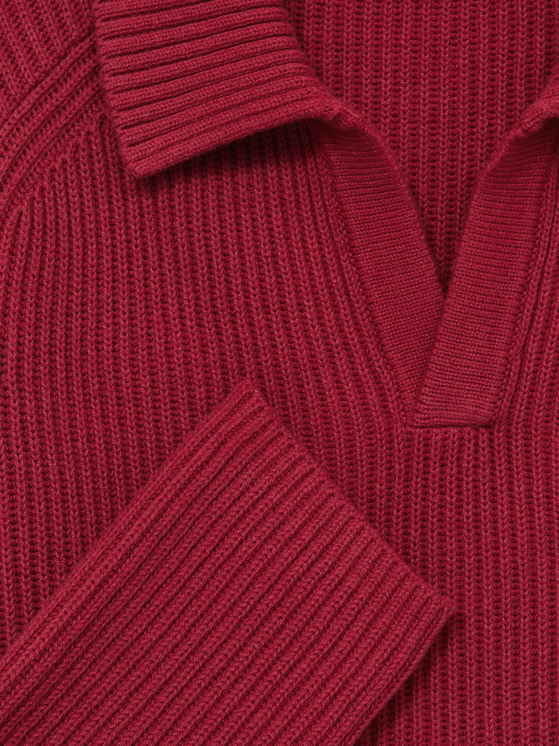 Rib Knit Open Collar Polo Shirt in Red