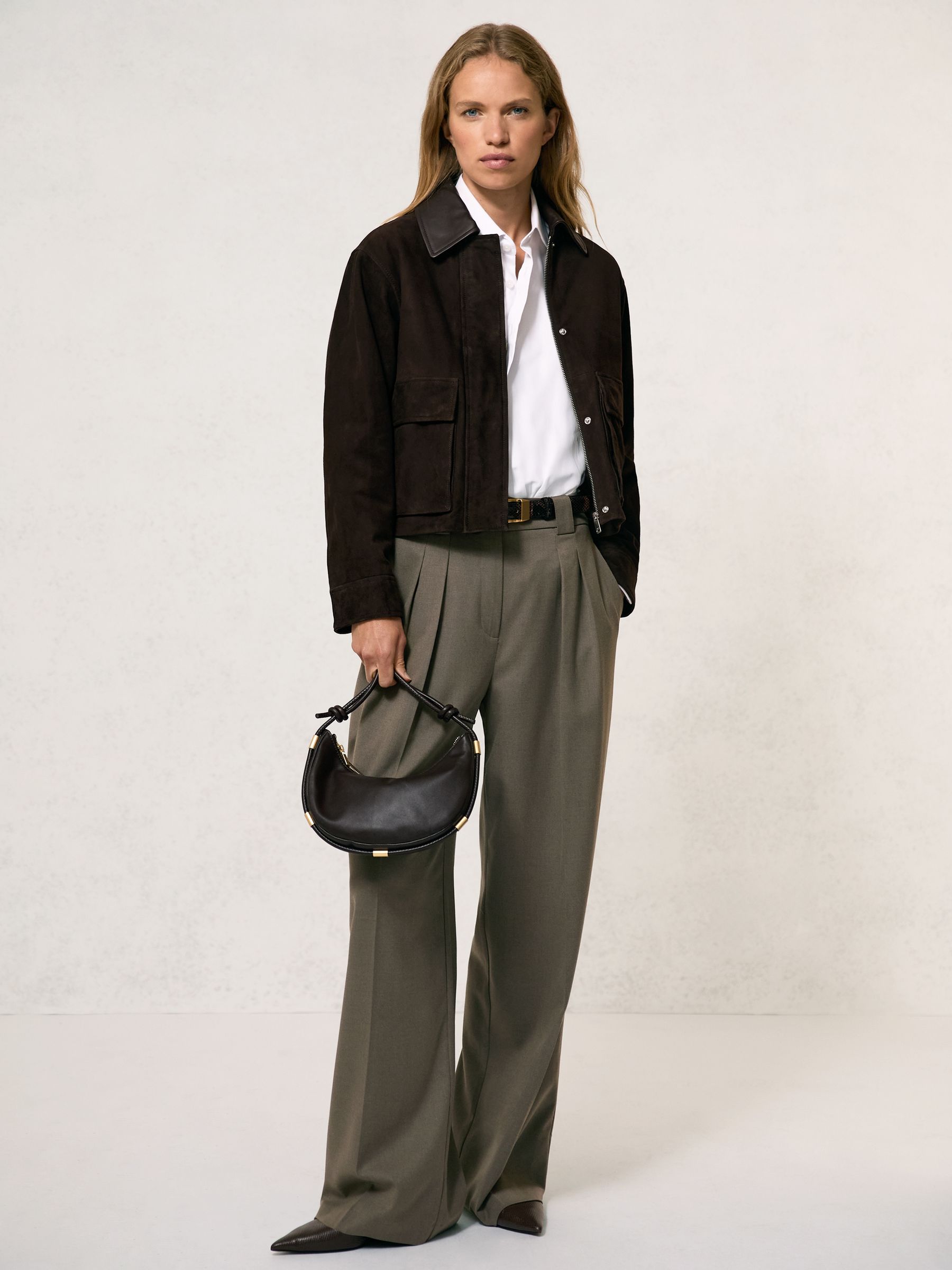 Suede Oversized Jacket in Chocolate Brown