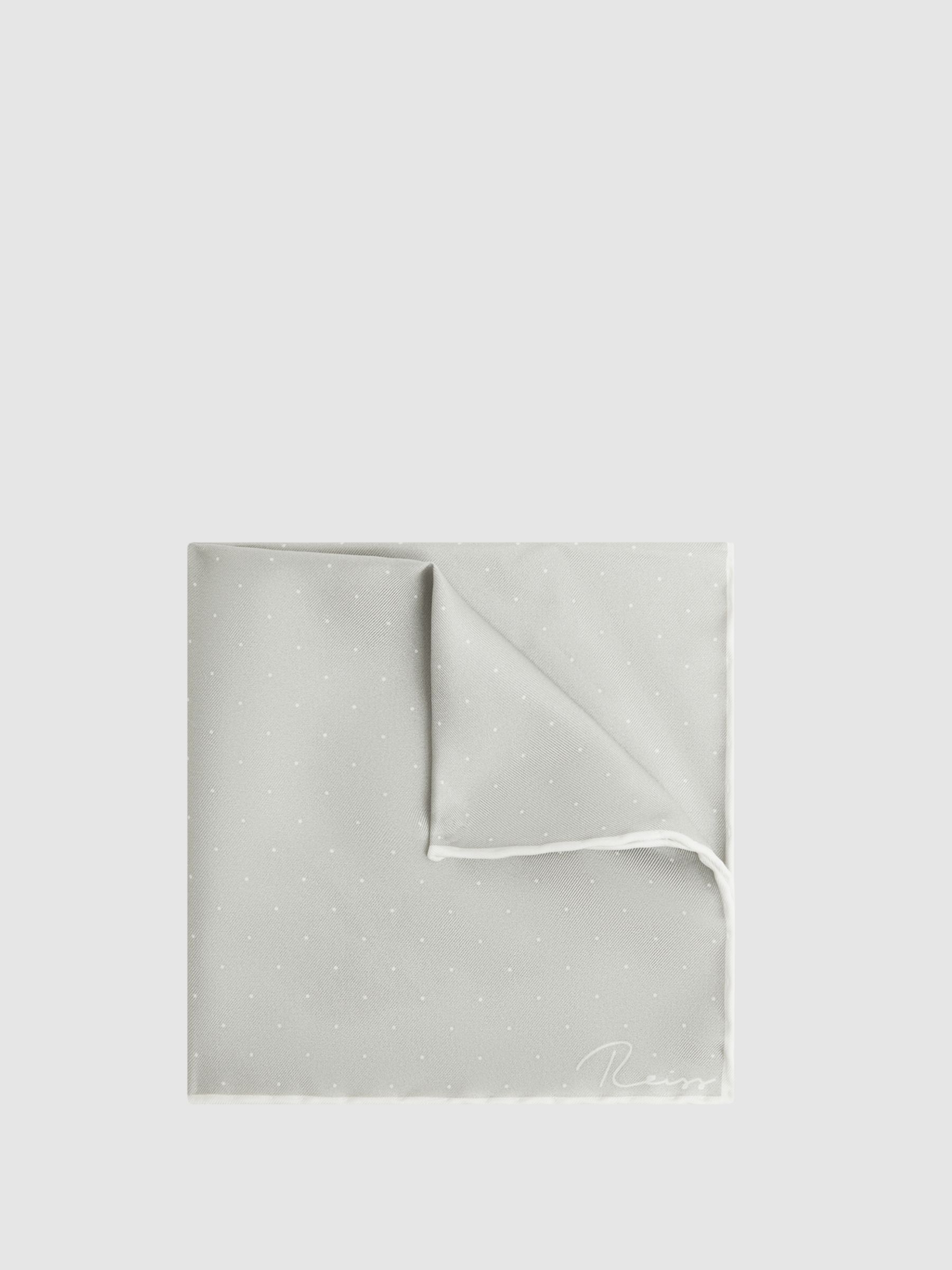 Polka Dot Silk Pocket Square in Silver