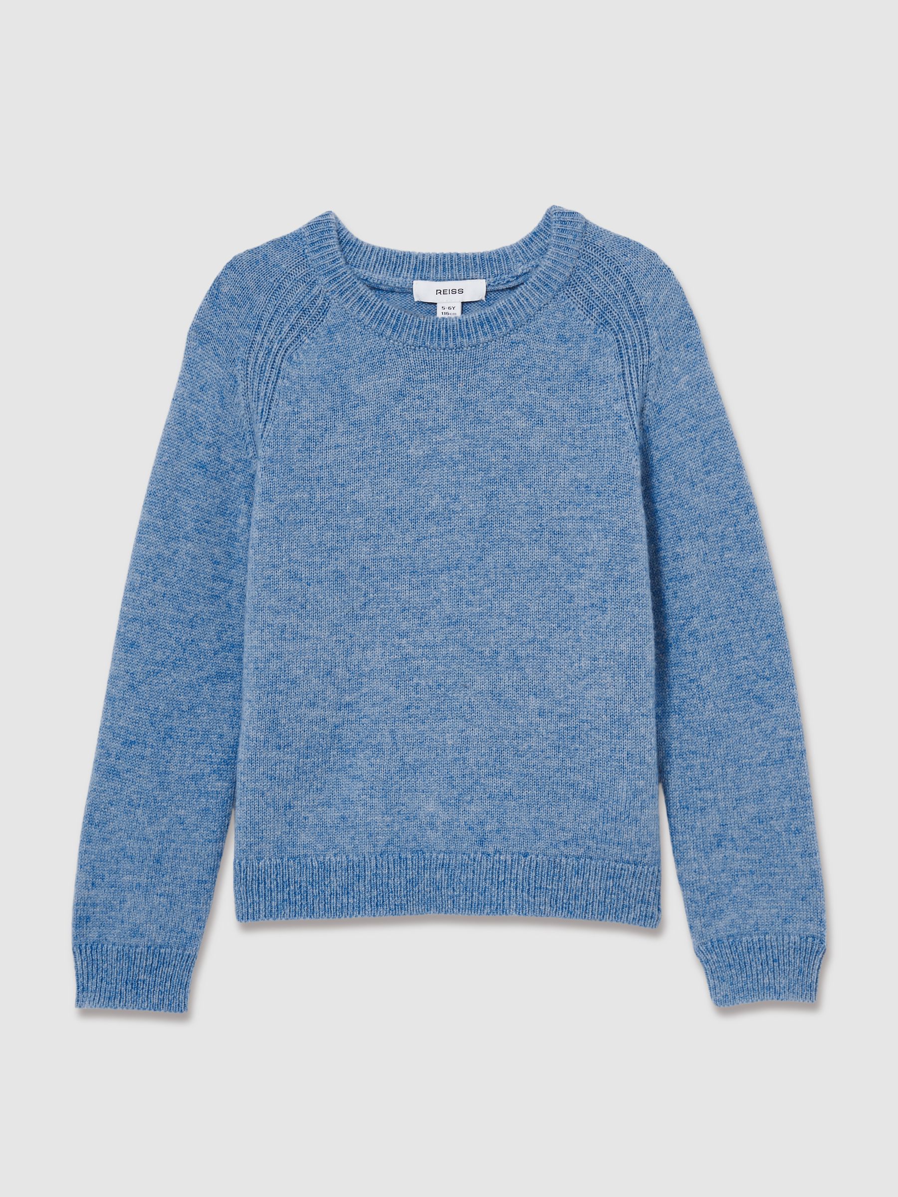 9-13 yrs Merino Wool-Blend Crew-Neck Jumper in Airforce Blue