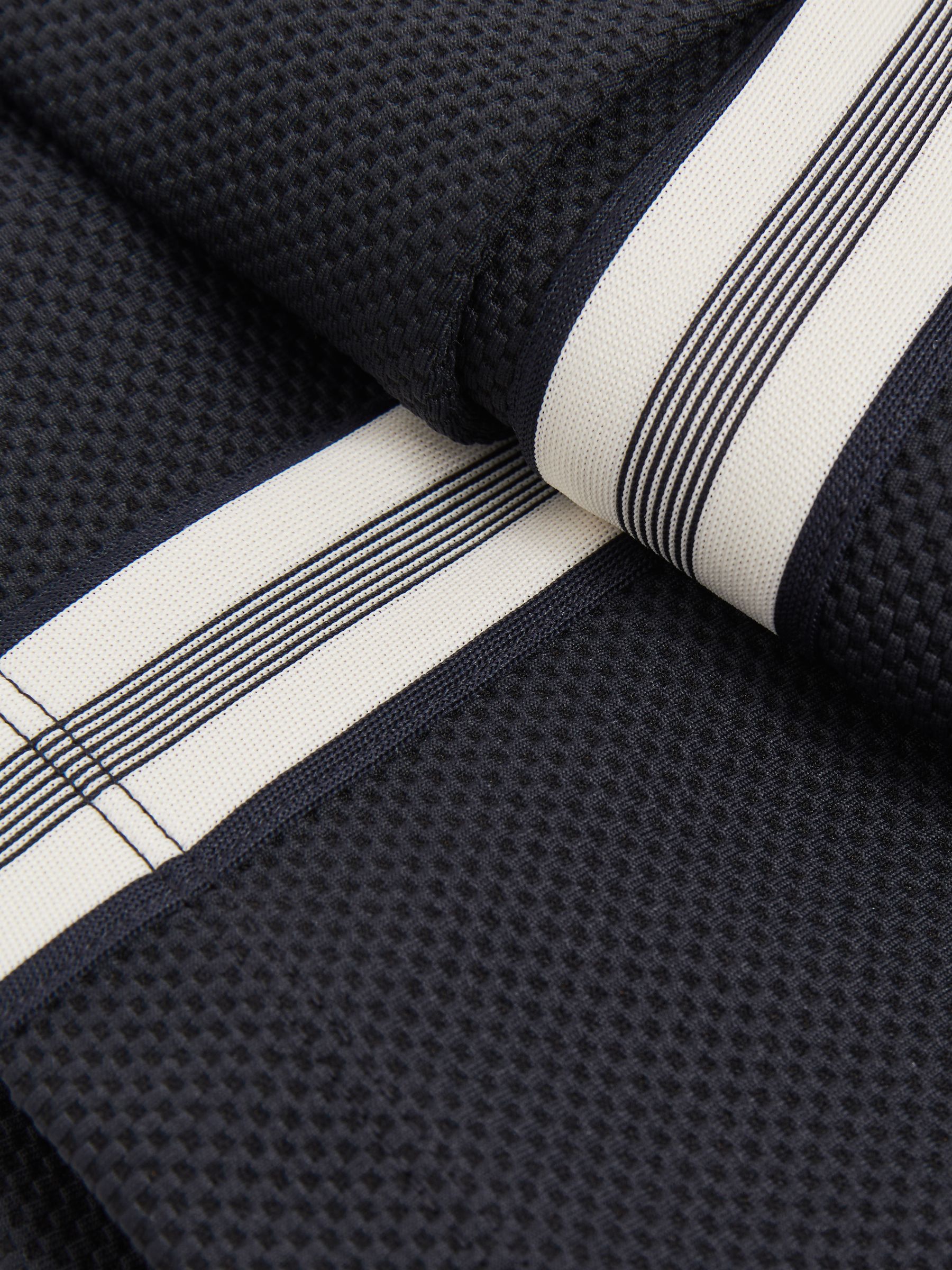 Textured Tape Drawstring Shorts in Navy