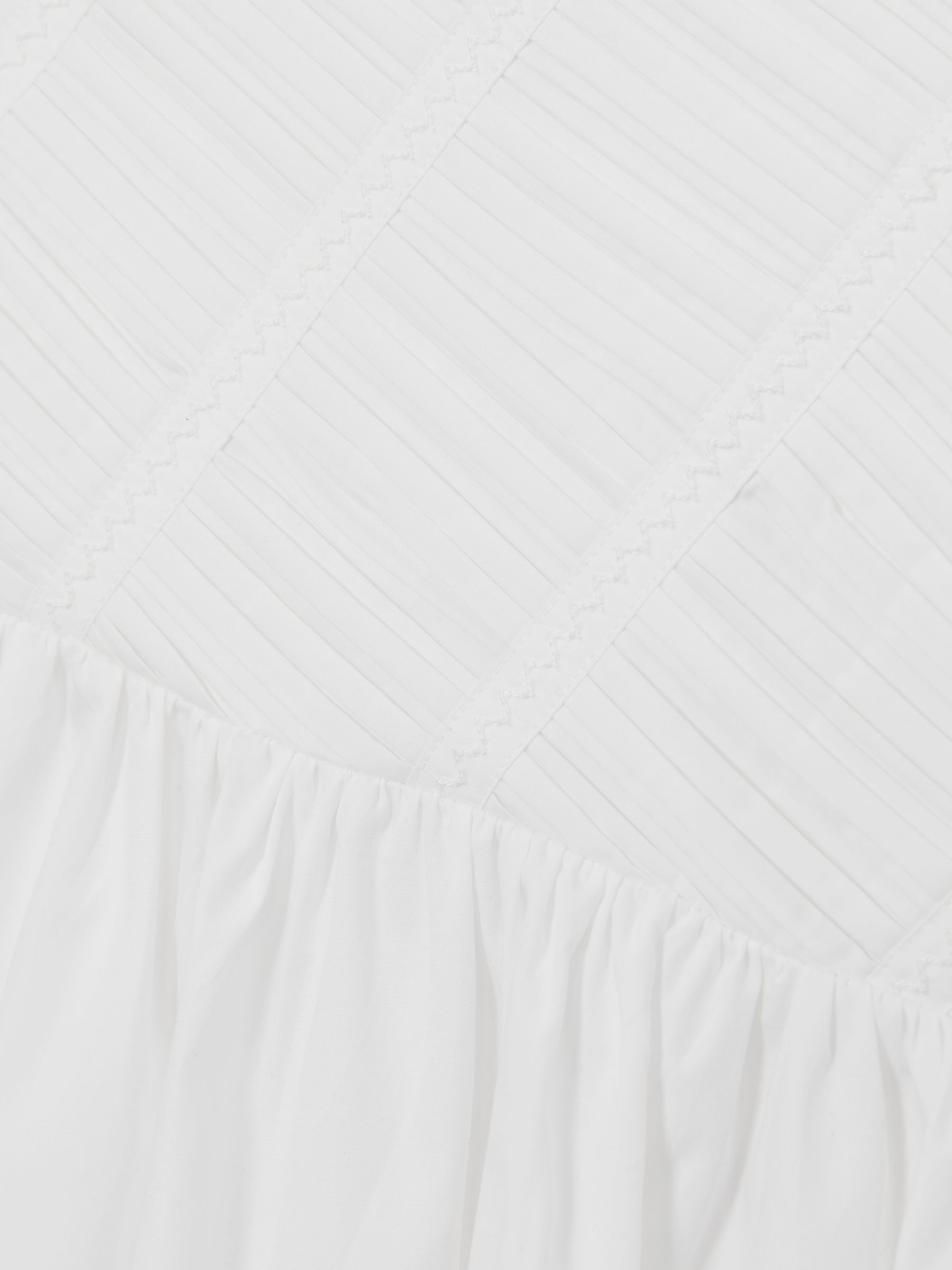 13-14 yrs Cotton Tucked-Pleat Dress in Ivory