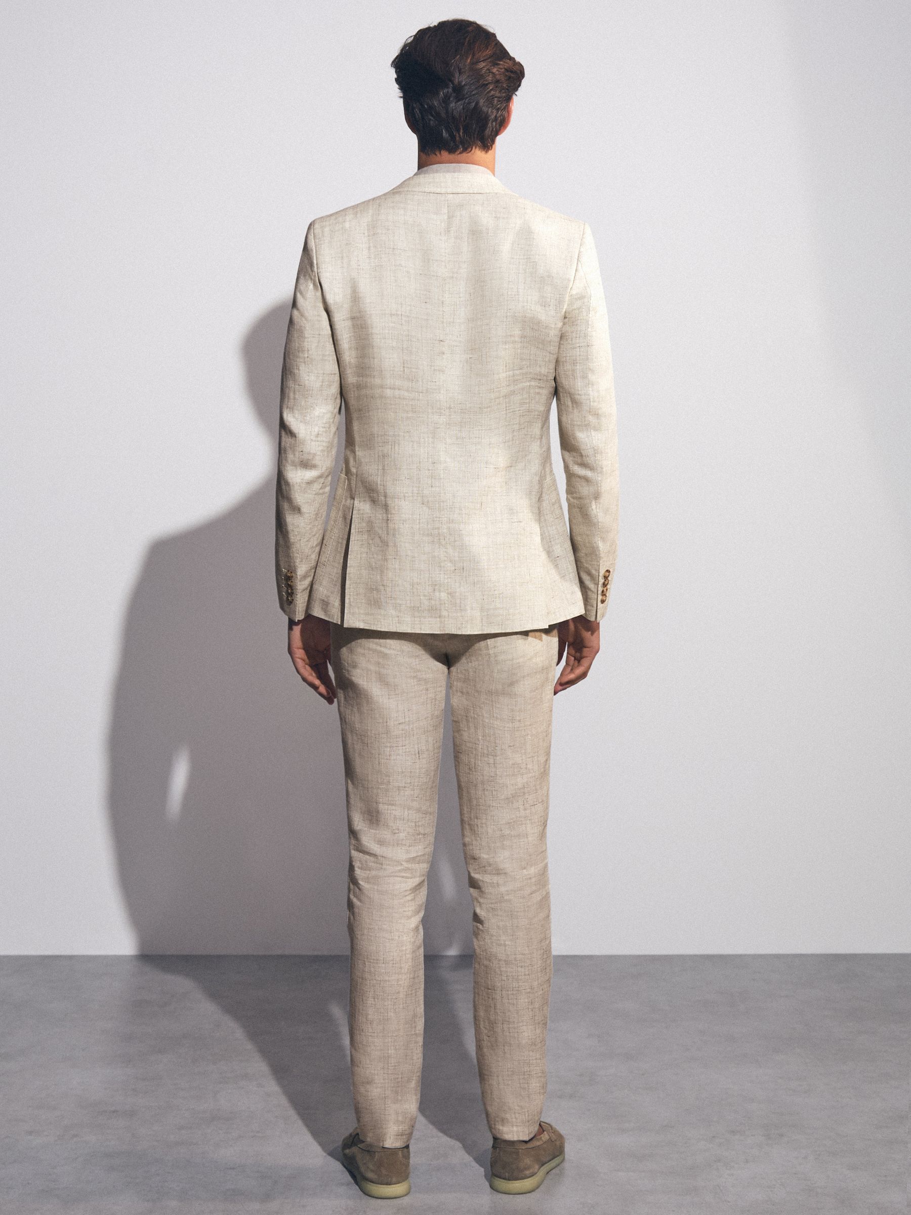 Linen-Cotton Slim-Fit Suit Trousers in Stone