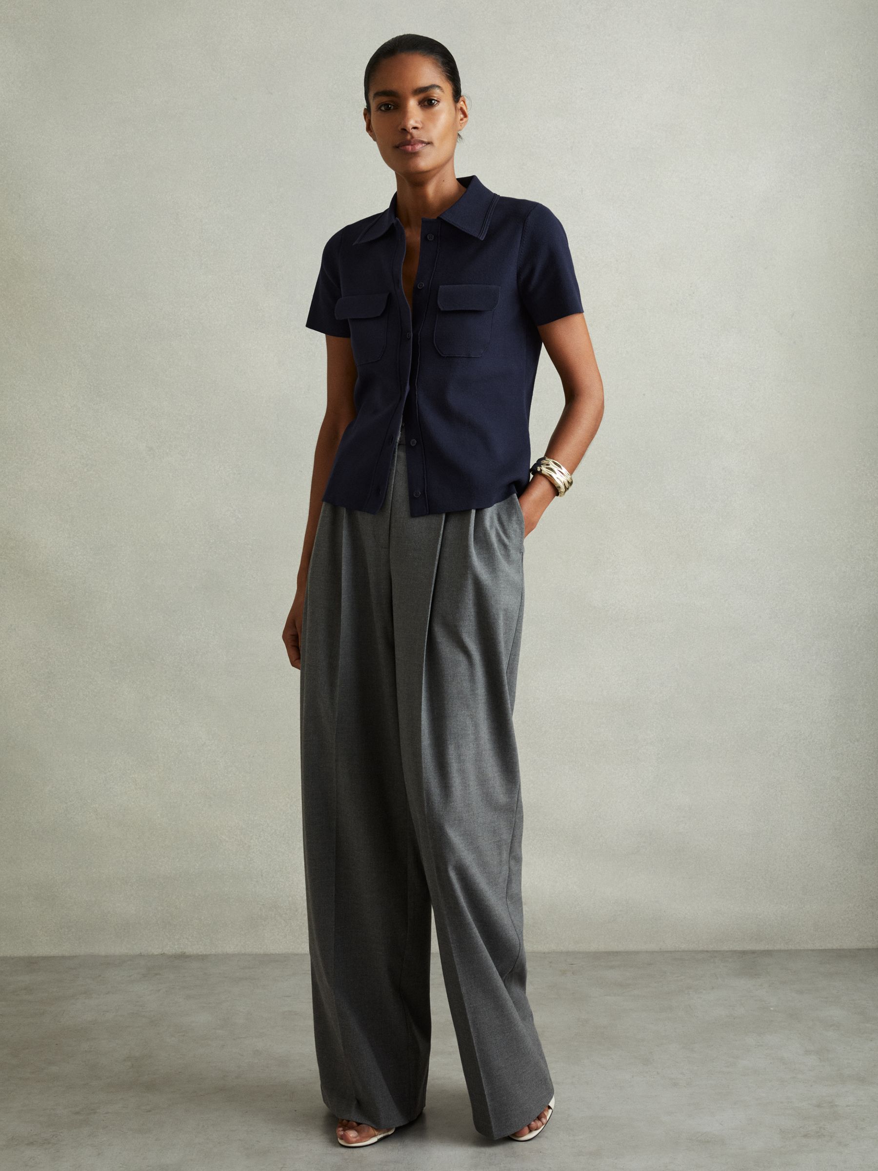 Knitted Polo Shirt in Navy