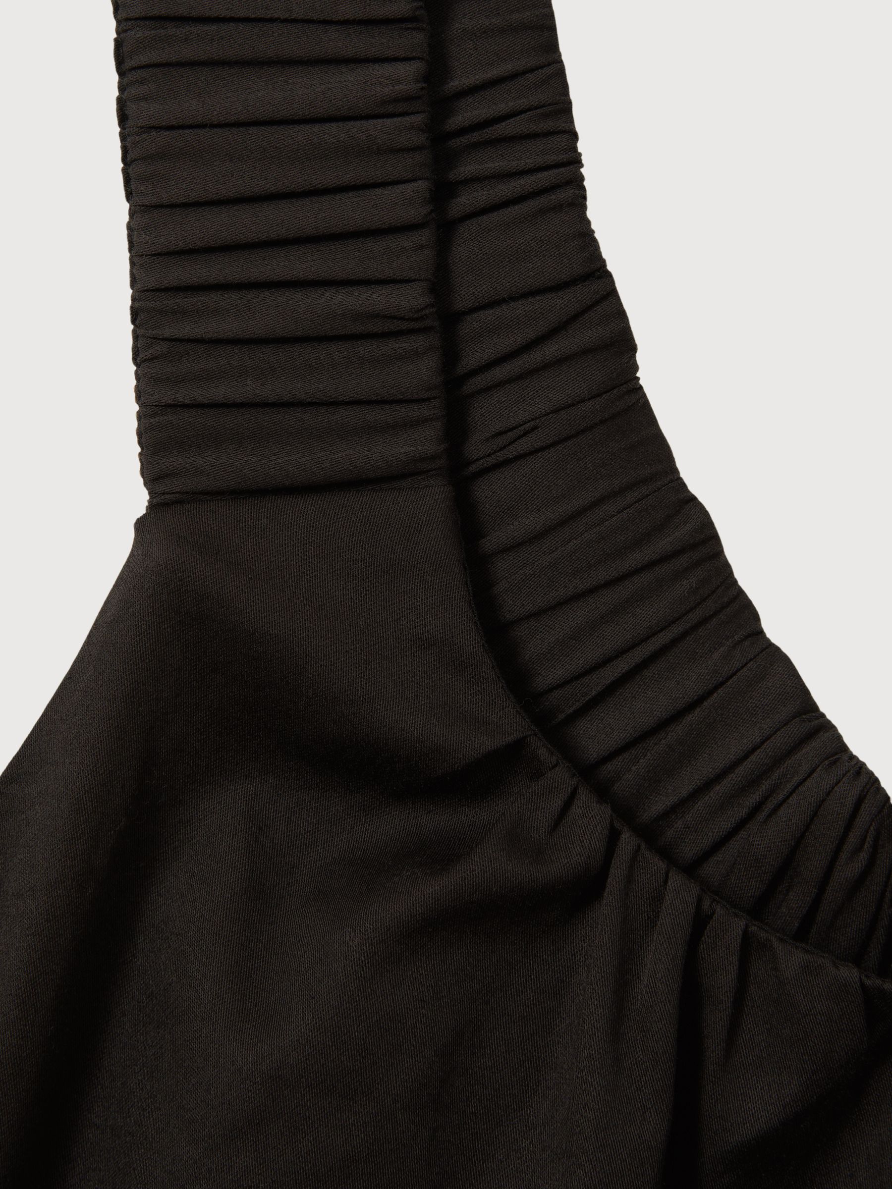 Cotton Ruched Strap Top in Black