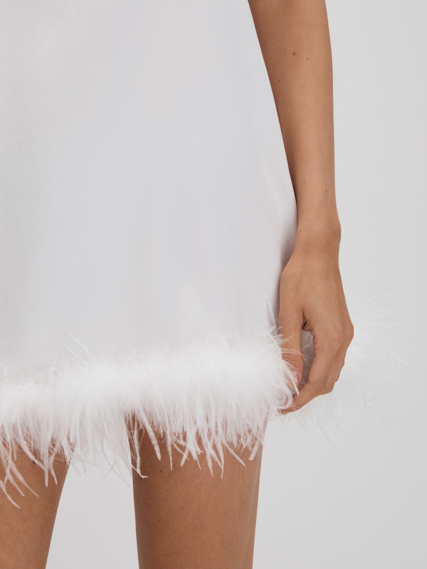 Maison Essentiele Silk Feather Trim Nightdress in White