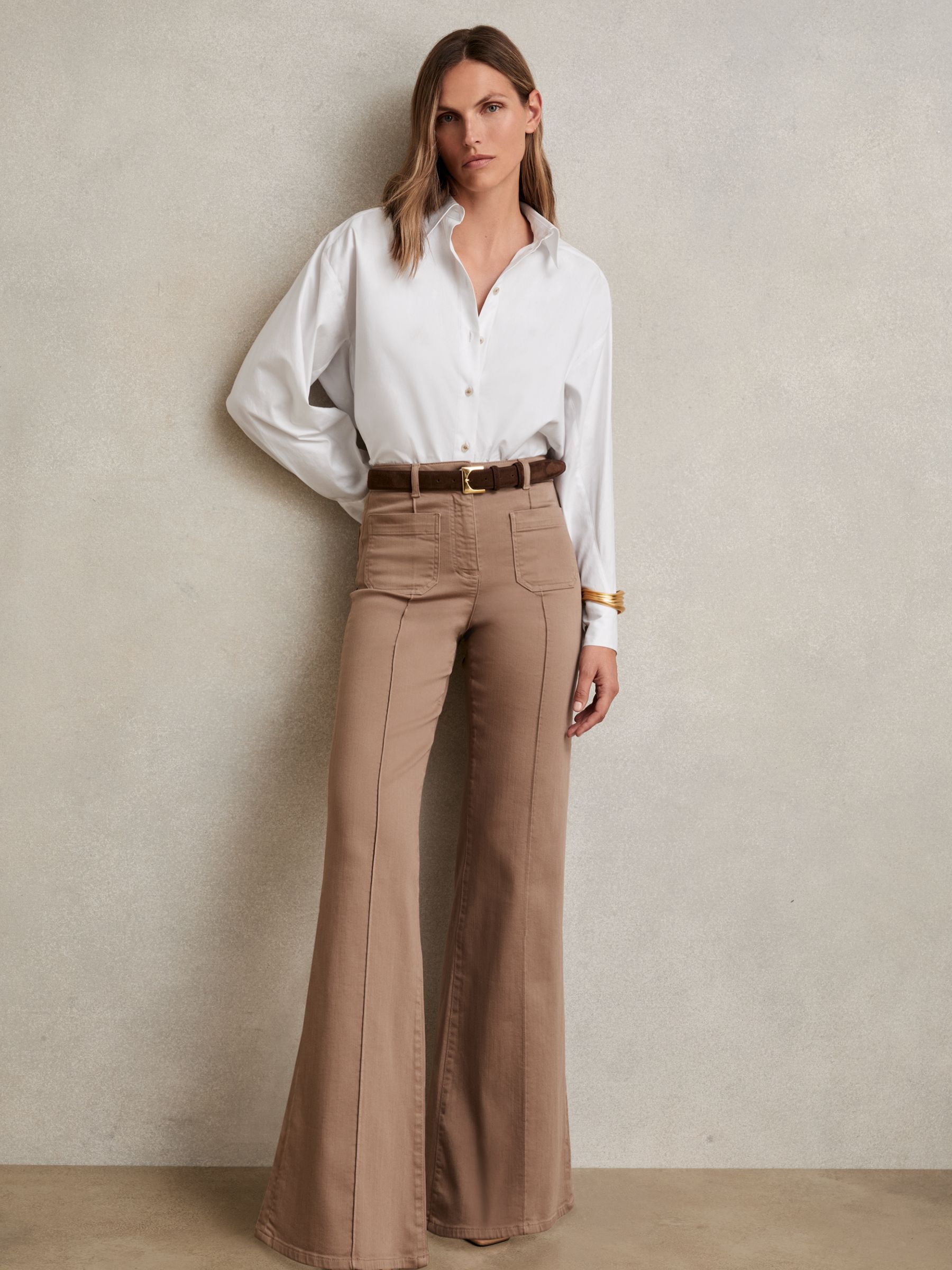 Cotton Button Through Oxford Shirt in White