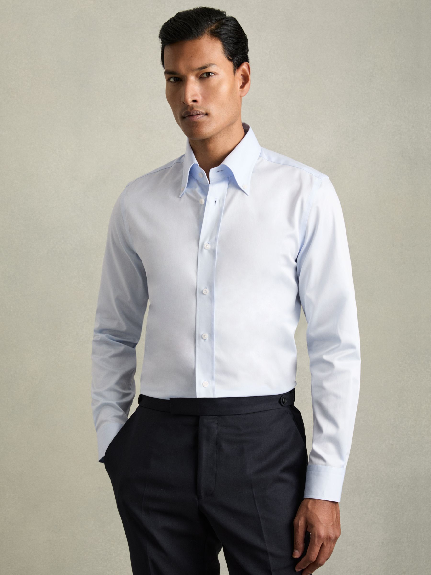 Regular-Fit Cotton Button-Down Shirt in Soft Blue